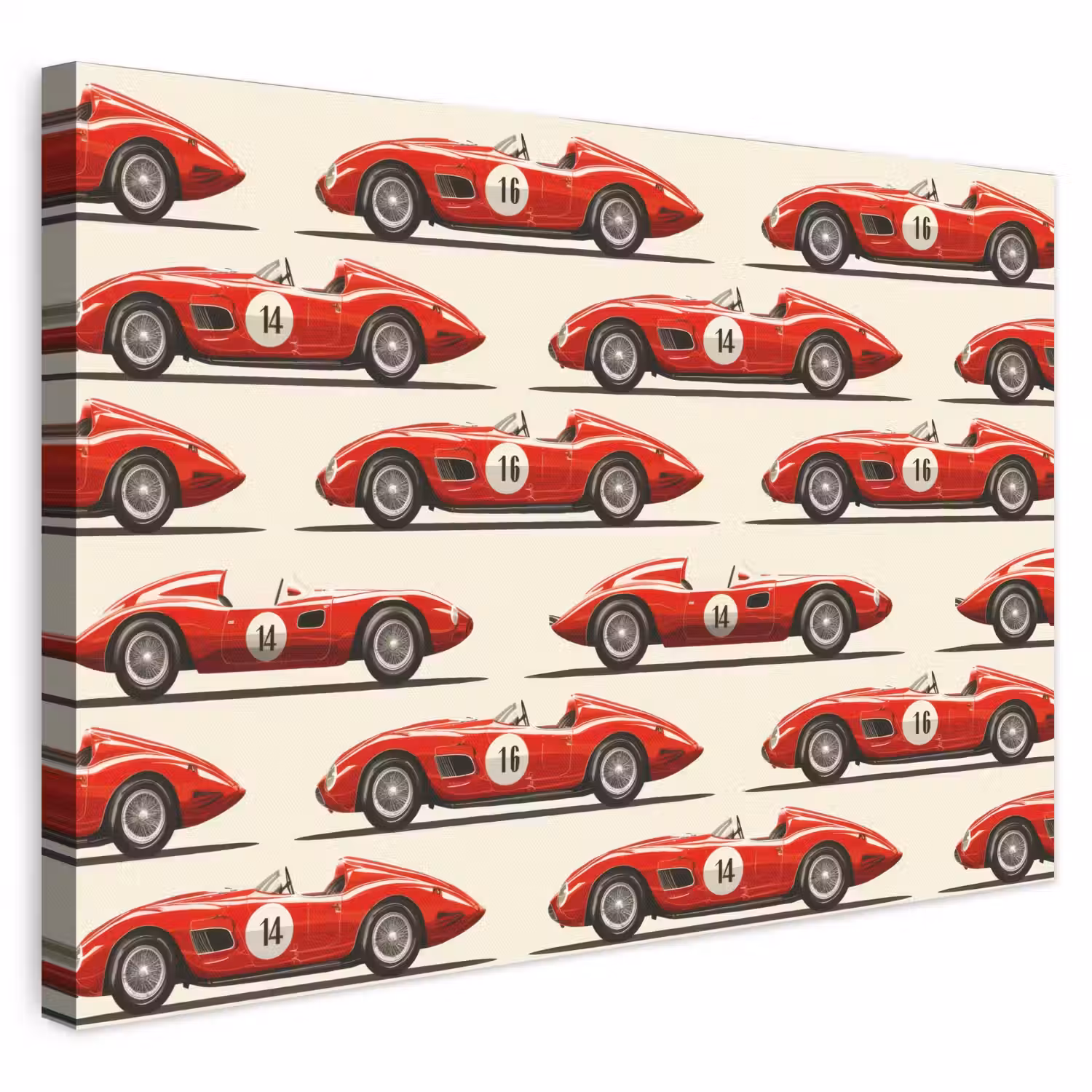 Raceauto - Retro - Rood canvas 2cm klein 34 -3d
