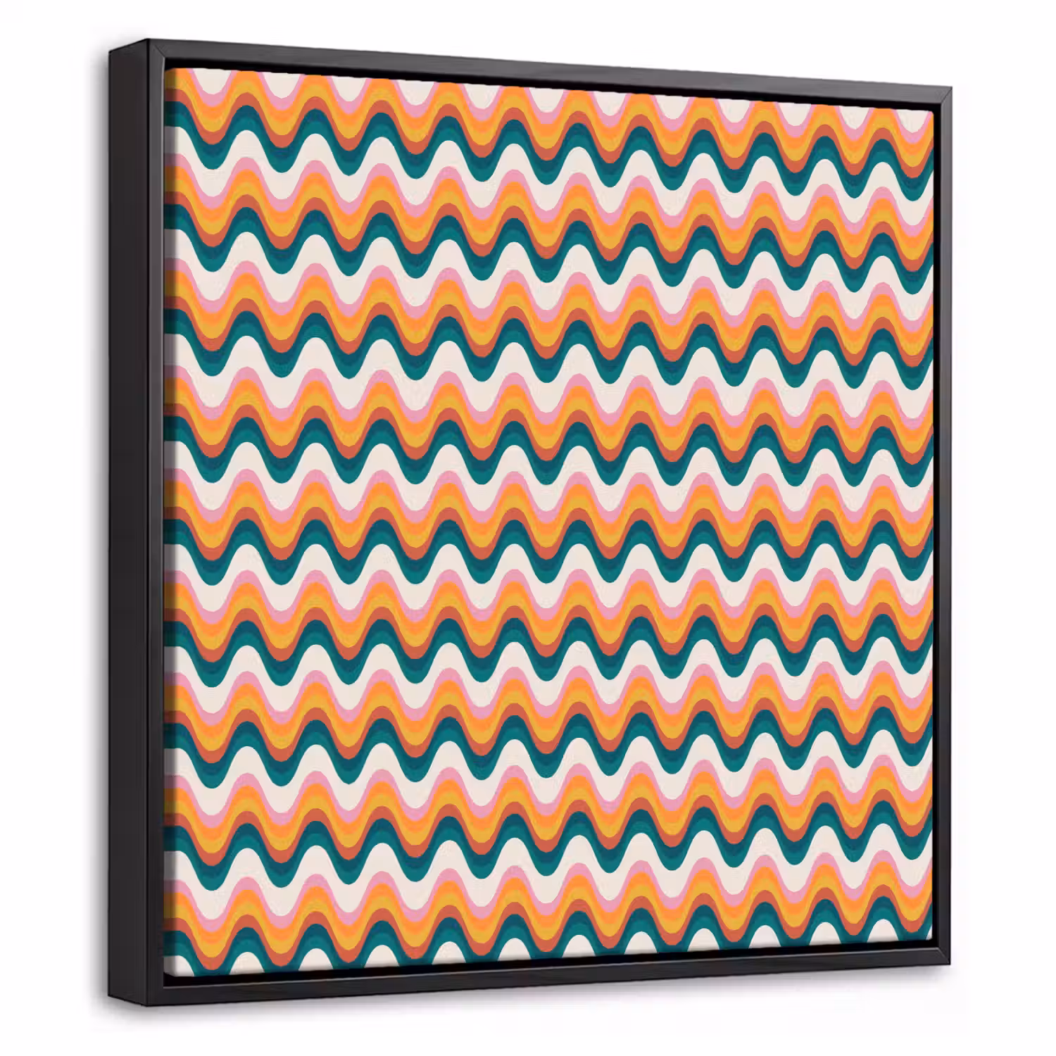 Retro - Disco - Golven - Kleur Canvas met baklijst klein 1124 -threedimensional_3d_global