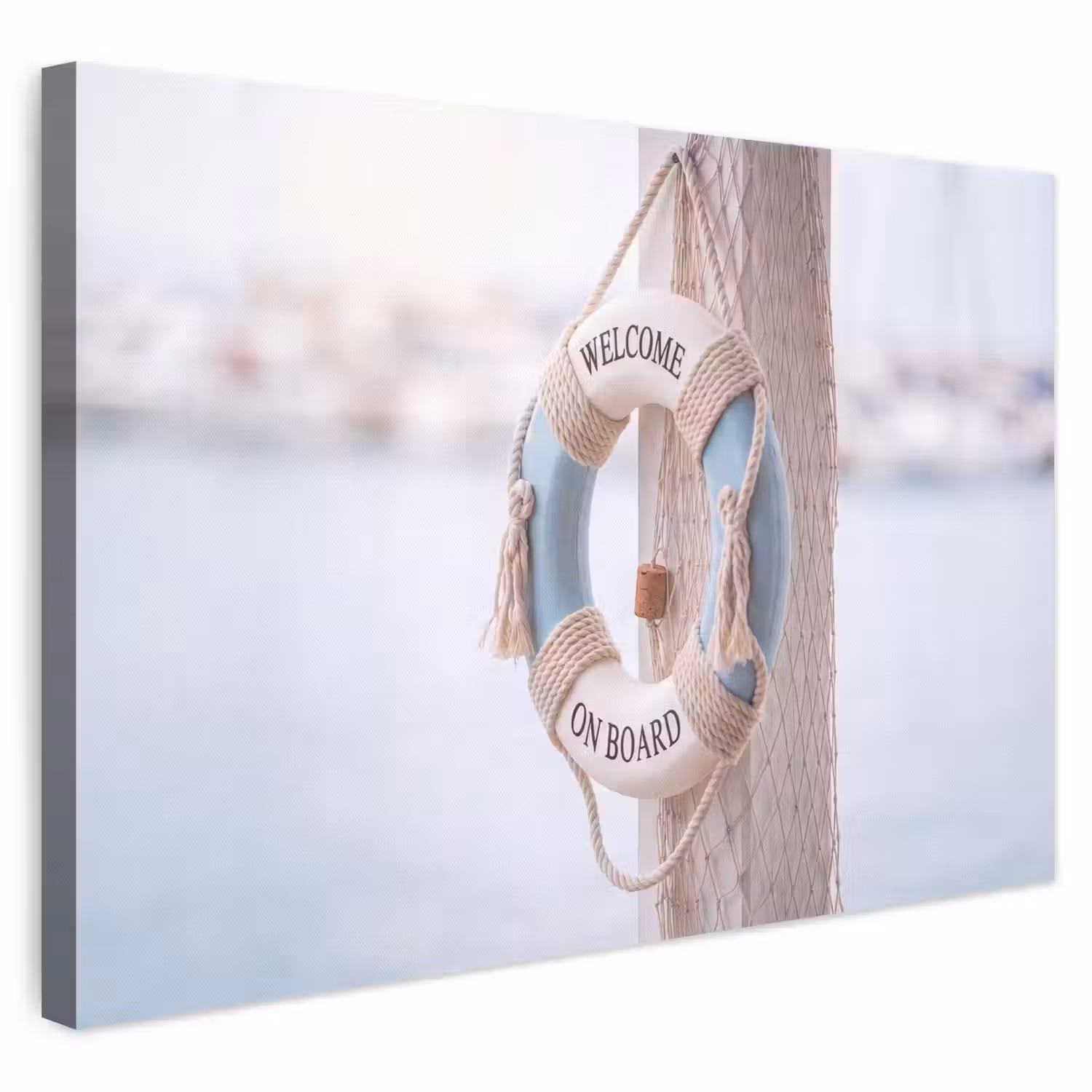 Reddingsboei - Maritiem - Welkom - Blauw - Wit canvas 2cm klein -3d