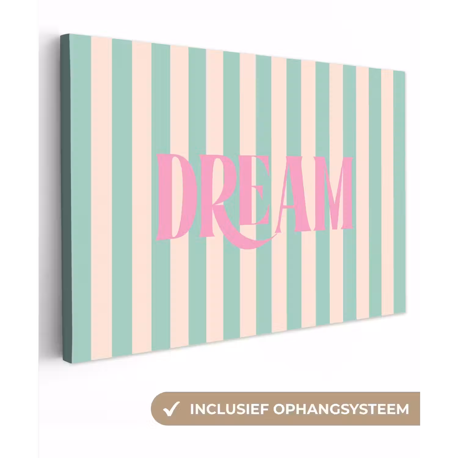Roze - Groen - Strepen - Dream canvas 2cm klein -3d