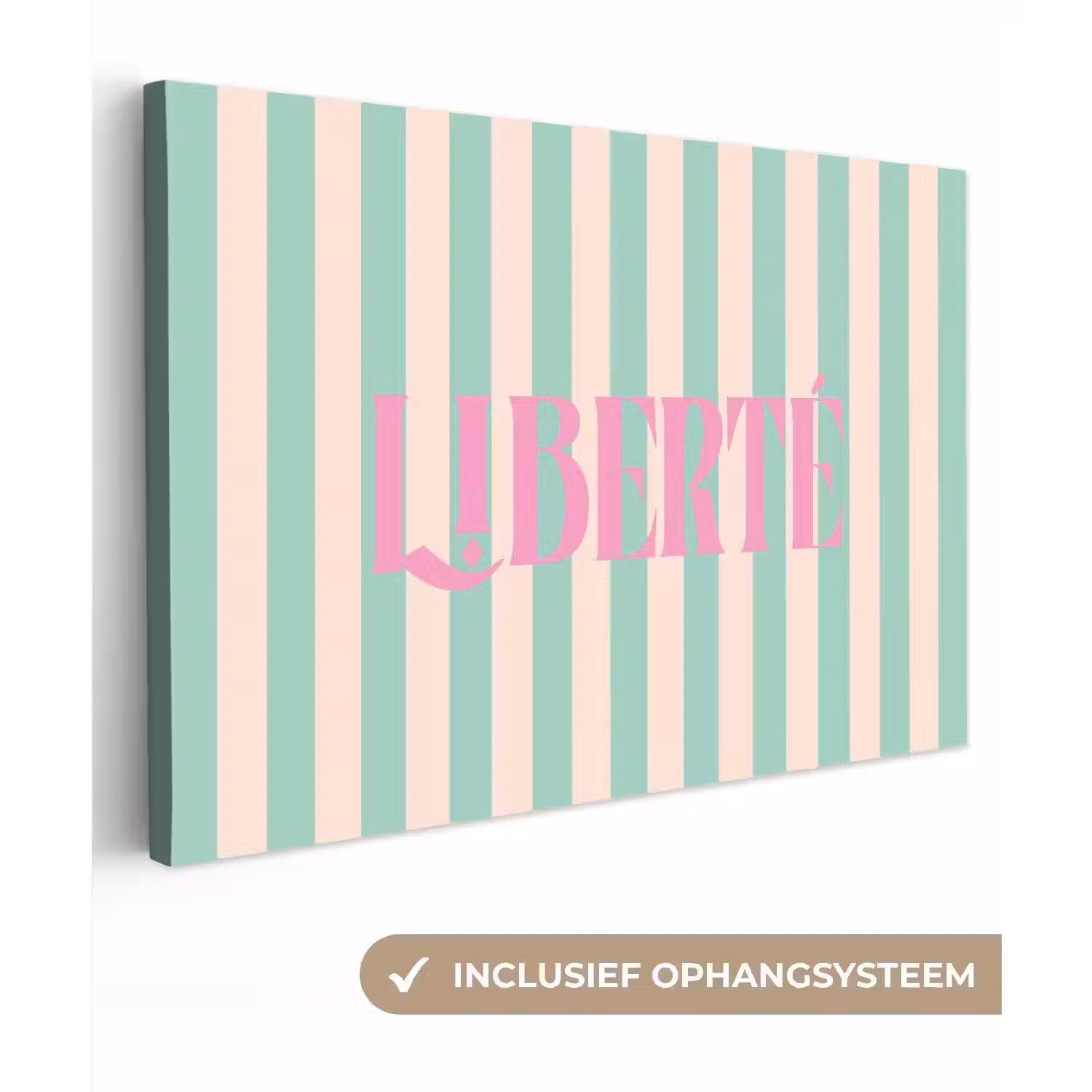 Roze - Groen - Strepen - Liberté canvas 2cm klein -3d