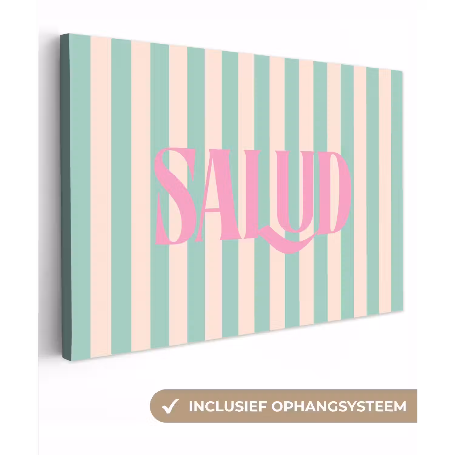 Roze - Groen - Strepen - Salud canvas 2cm klein -3d