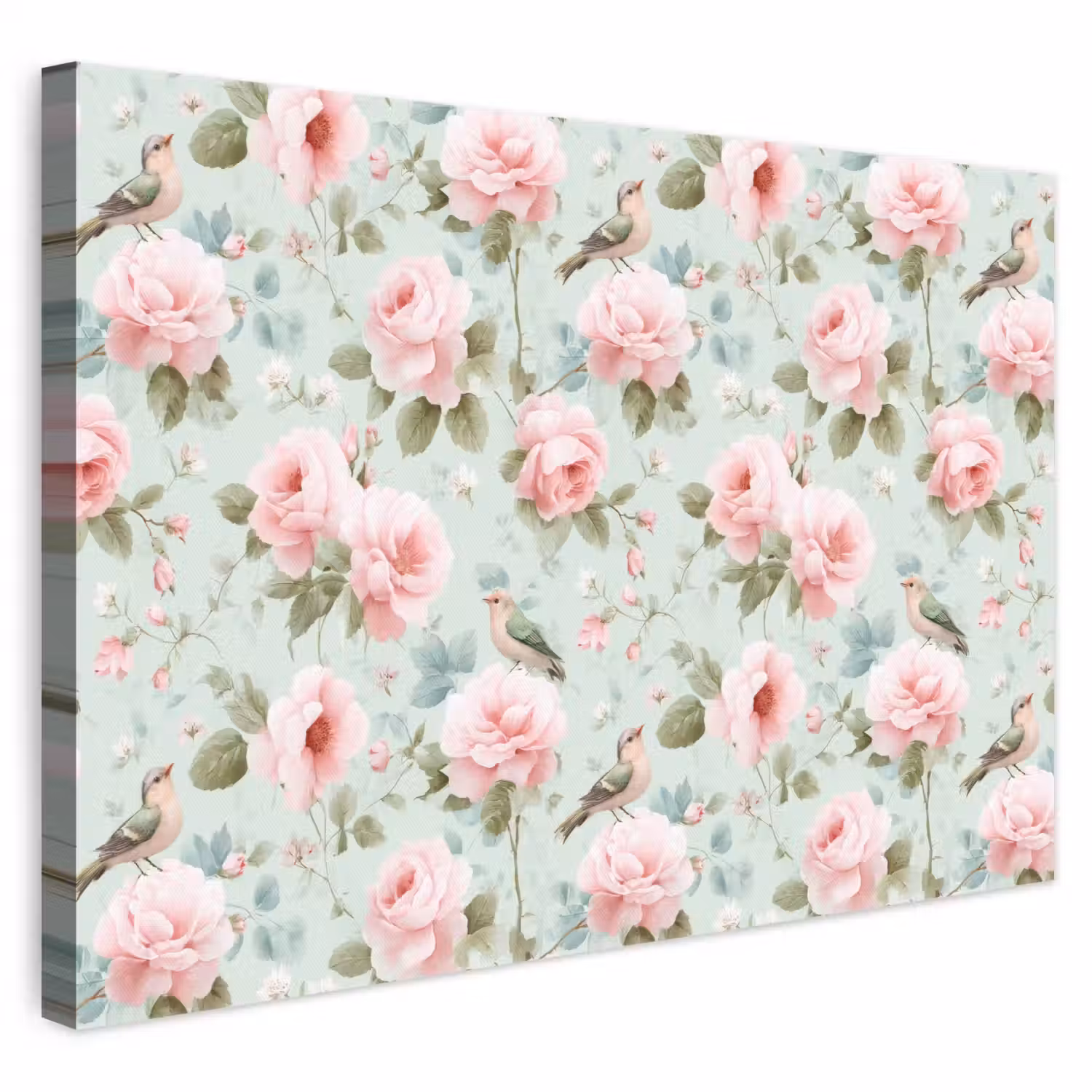 Rozen - Vogels - Pastel - Kleurrijk canvas 2cm klein 34 -3d