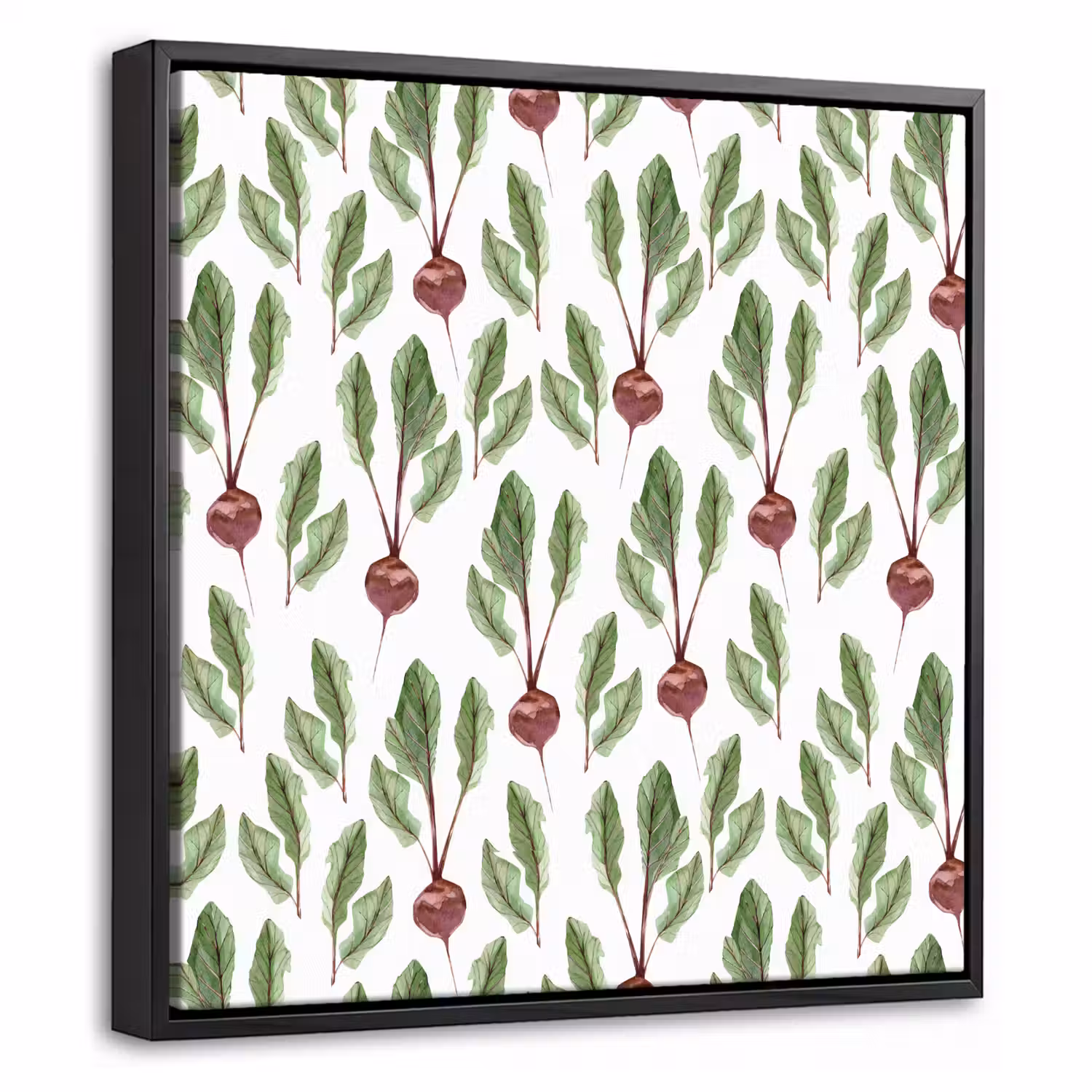 Rood - Bieten - Blad - Patroon Canvas met baklijst klein 1124 -threedimensional_3d_global