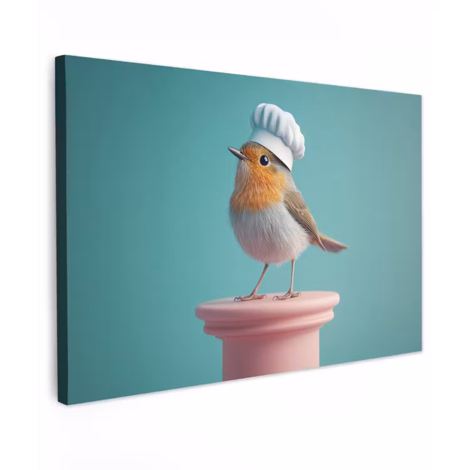 Roodborstje - Vogel - Koksmuts - Sokkel canvas 2cm klein -z3d