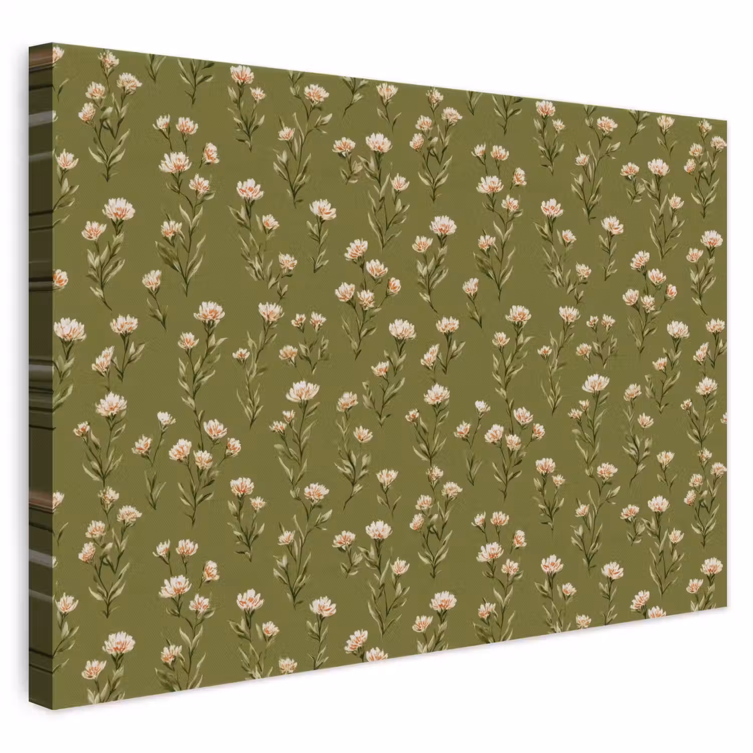 Landelijk - Bloemen - Groen canvas 2cm klein 34 -3d