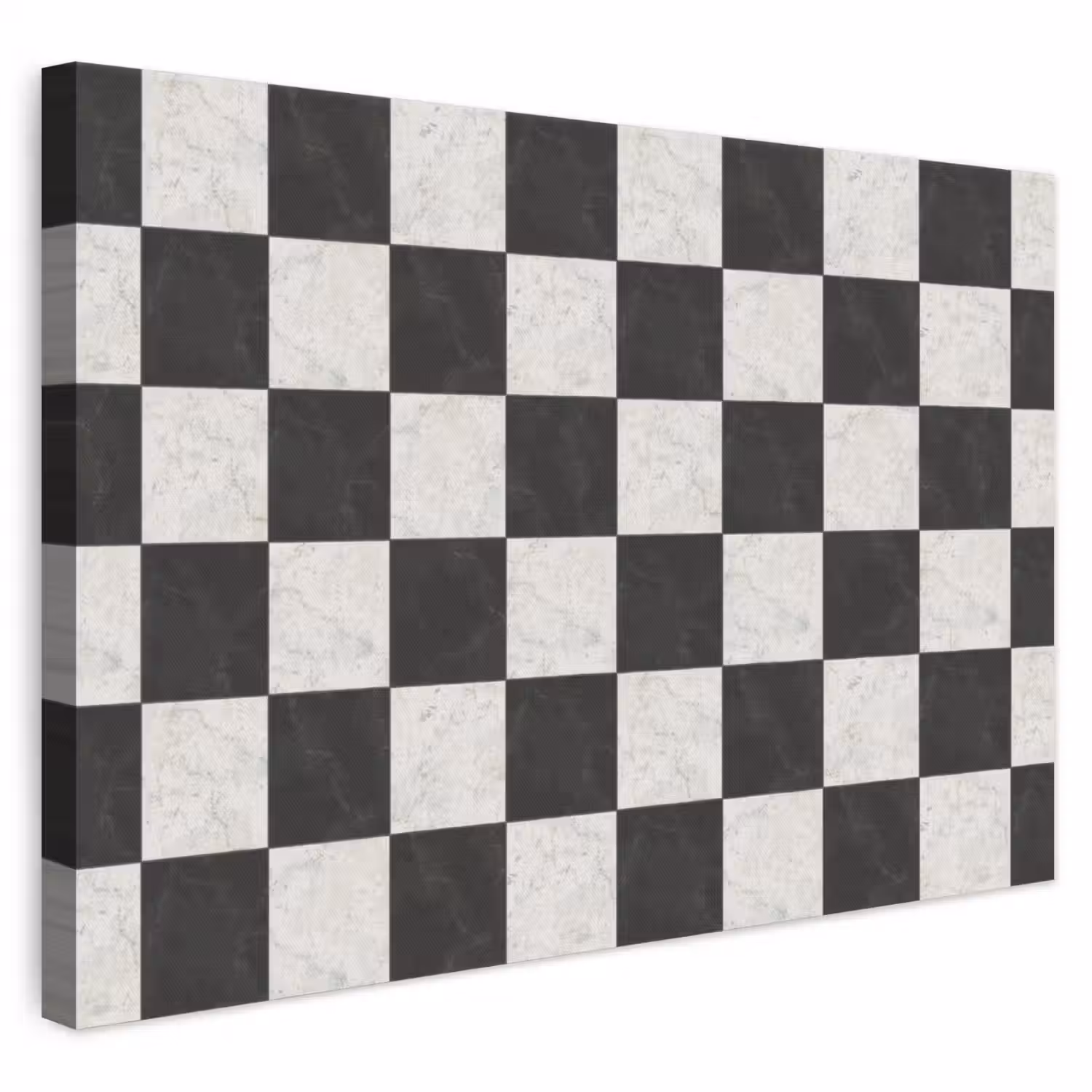 Dambord - Marmer - Zwart - Wit canvas 2cm klein 34 -3d