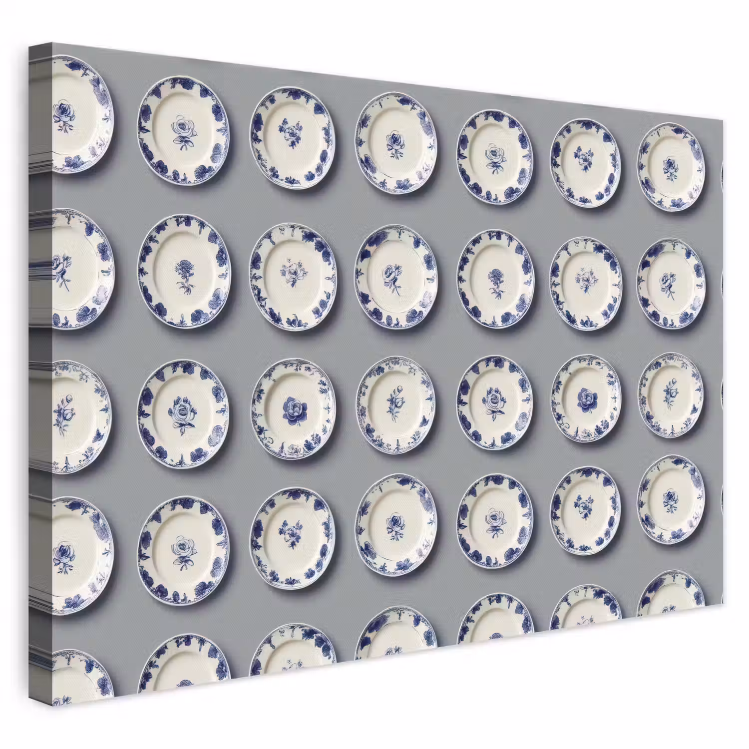 Borden - Bloemen - Blauw - Wit canvas 2cm klein 34 -3d