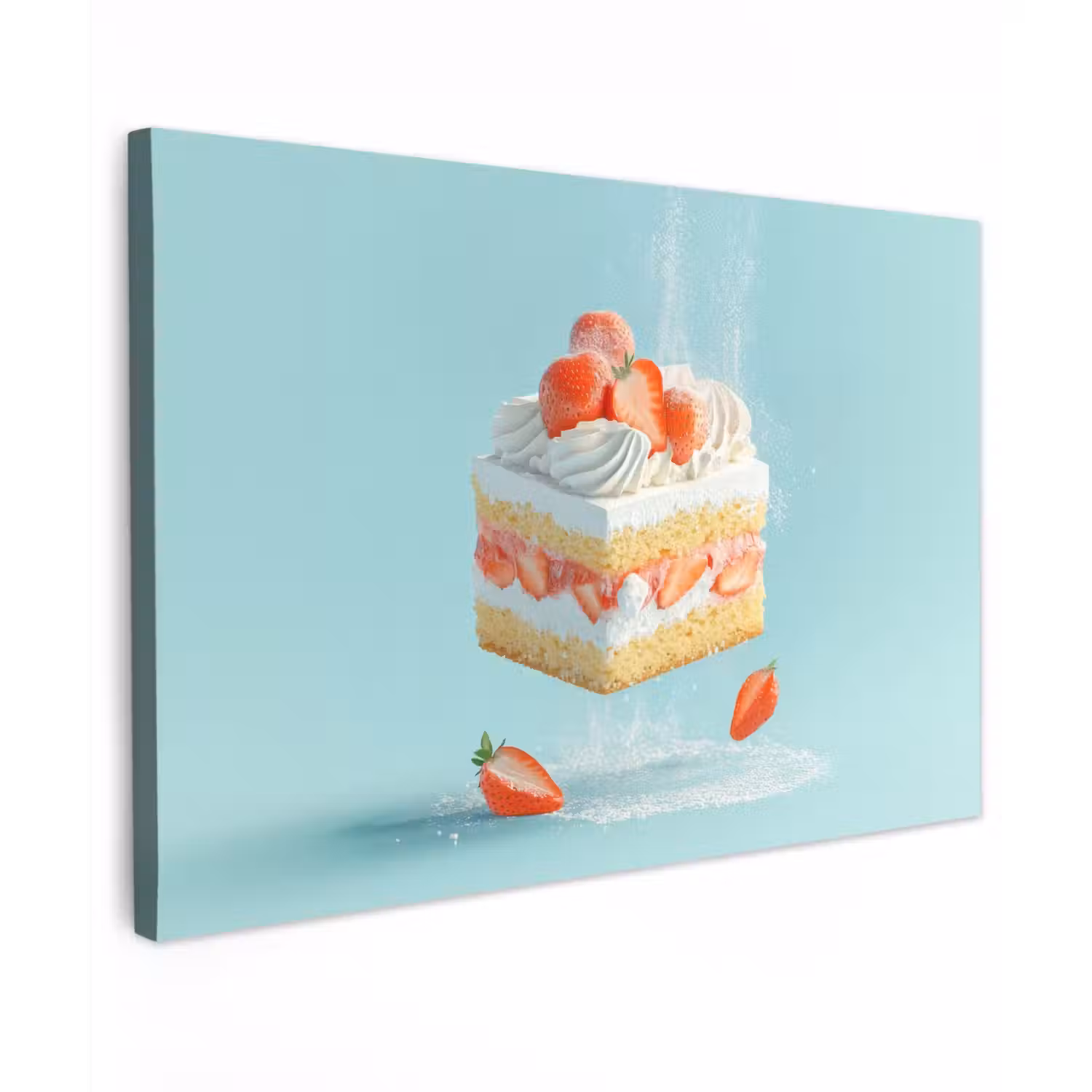 Slagroom - Taart - Blauw - Eten canvas 2cm klein -z3d