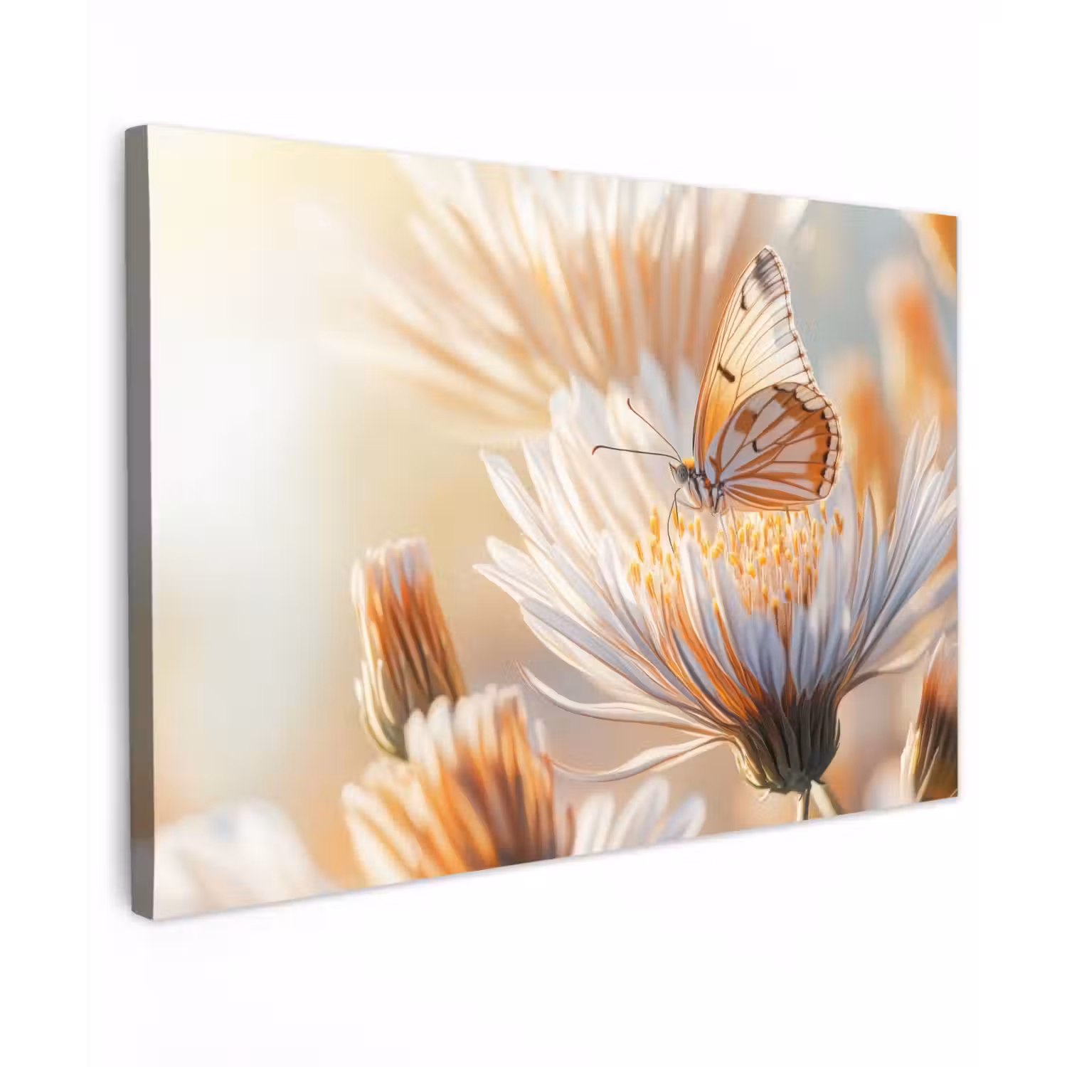 Vlinder - Bloem - Oranje canvas 2cm klein -z3d