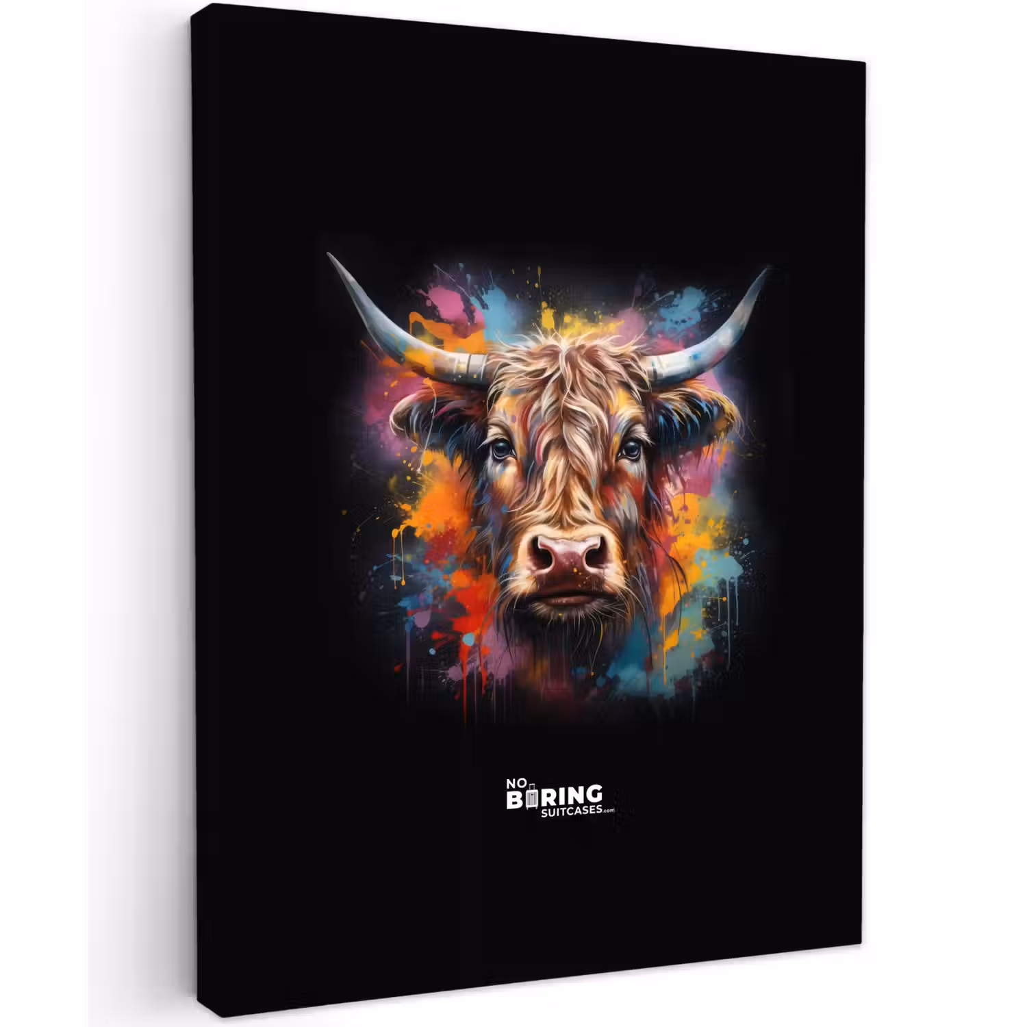 Schotse hooglander als graffiti art canvas 2cm klein -z3d