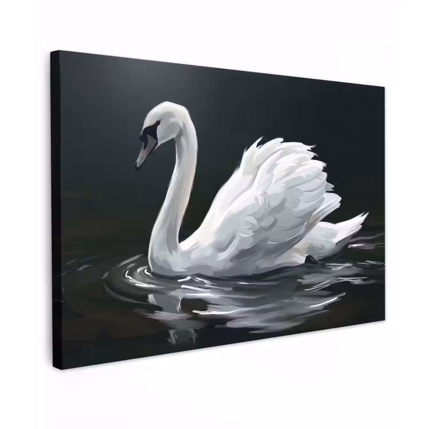 Zwaan - Water - Natuur - Realistisch - Wit canvas 2cm klein -z3d