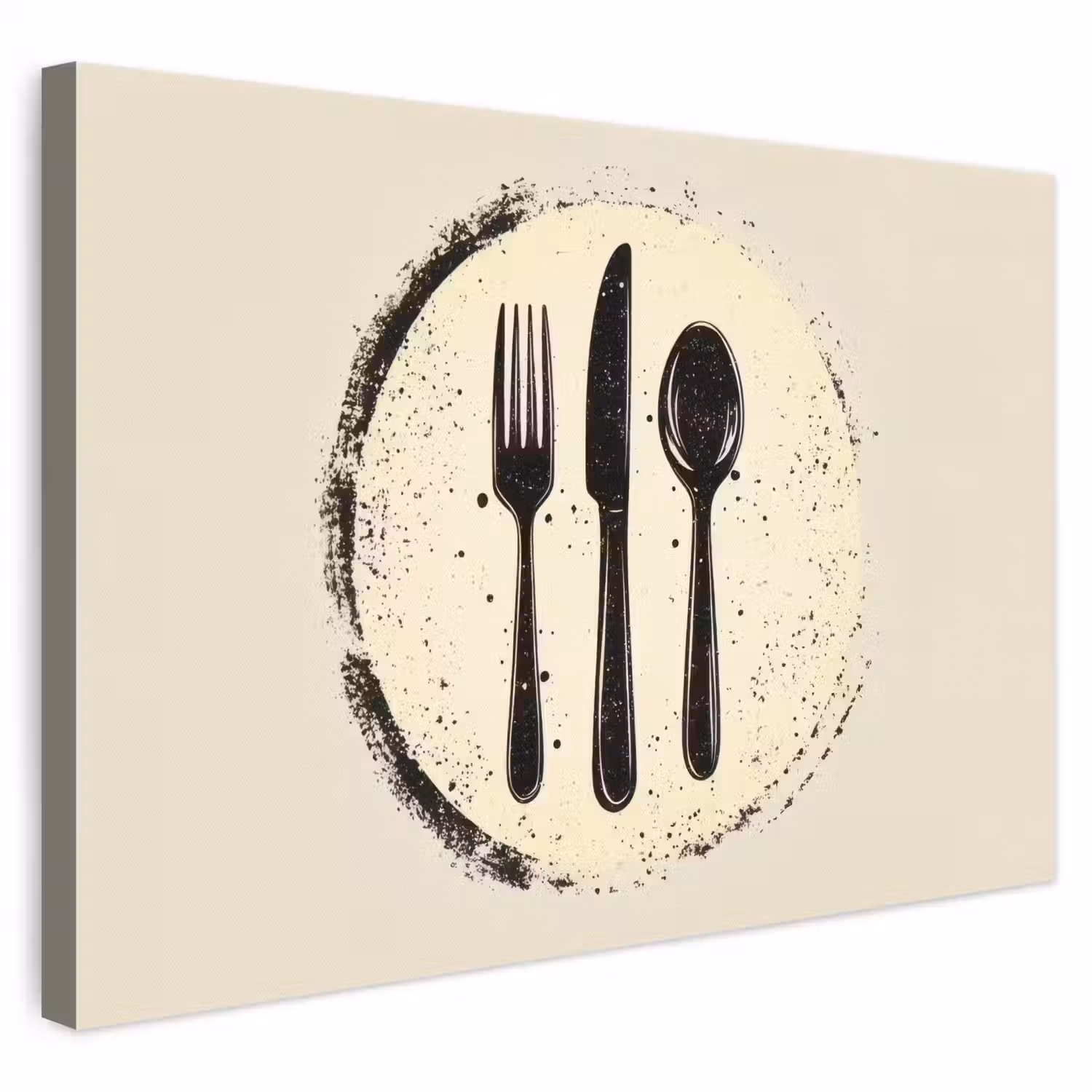 Zwart - Bestek - Rondje canvas 2cm klein -3d