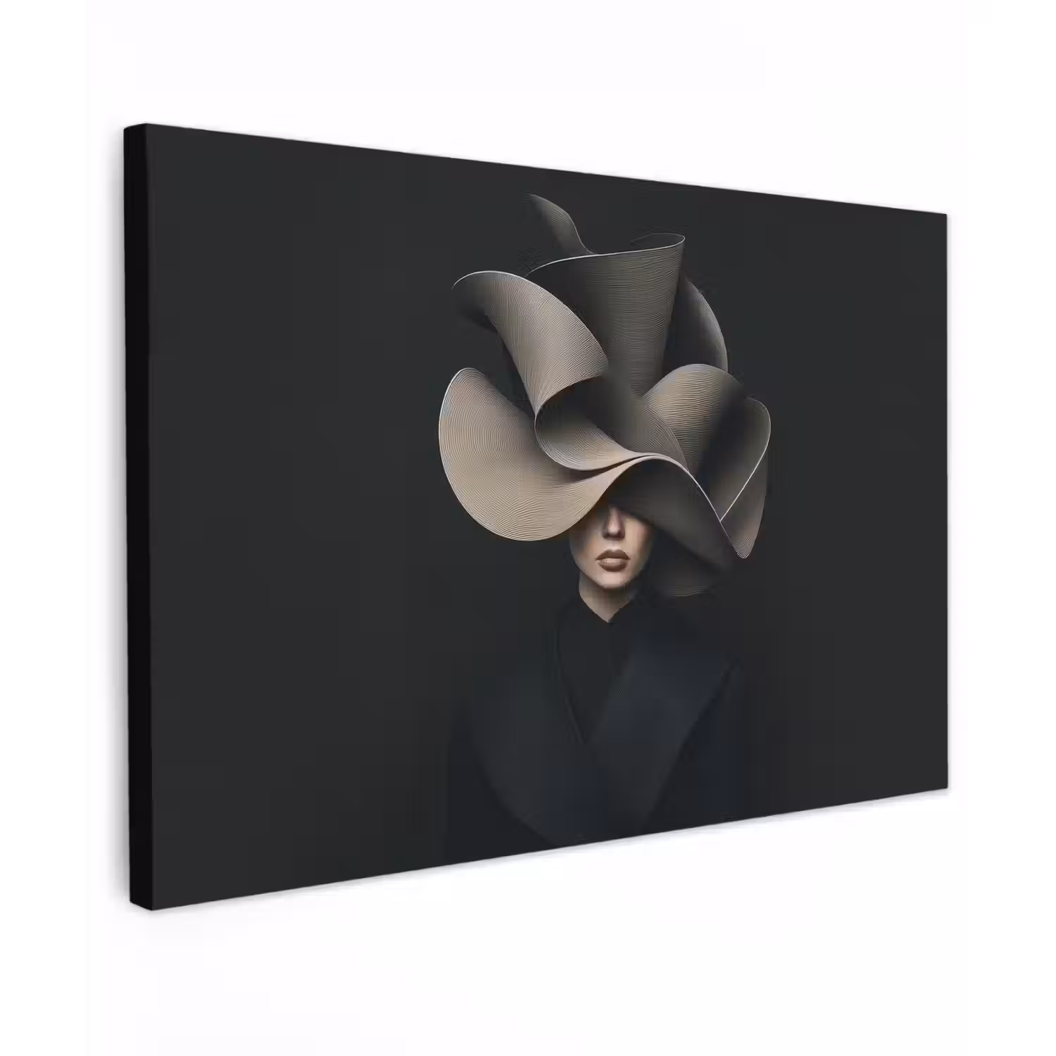 Zwarte - Hoed - Vrouw canvas 2cm klein -z3d