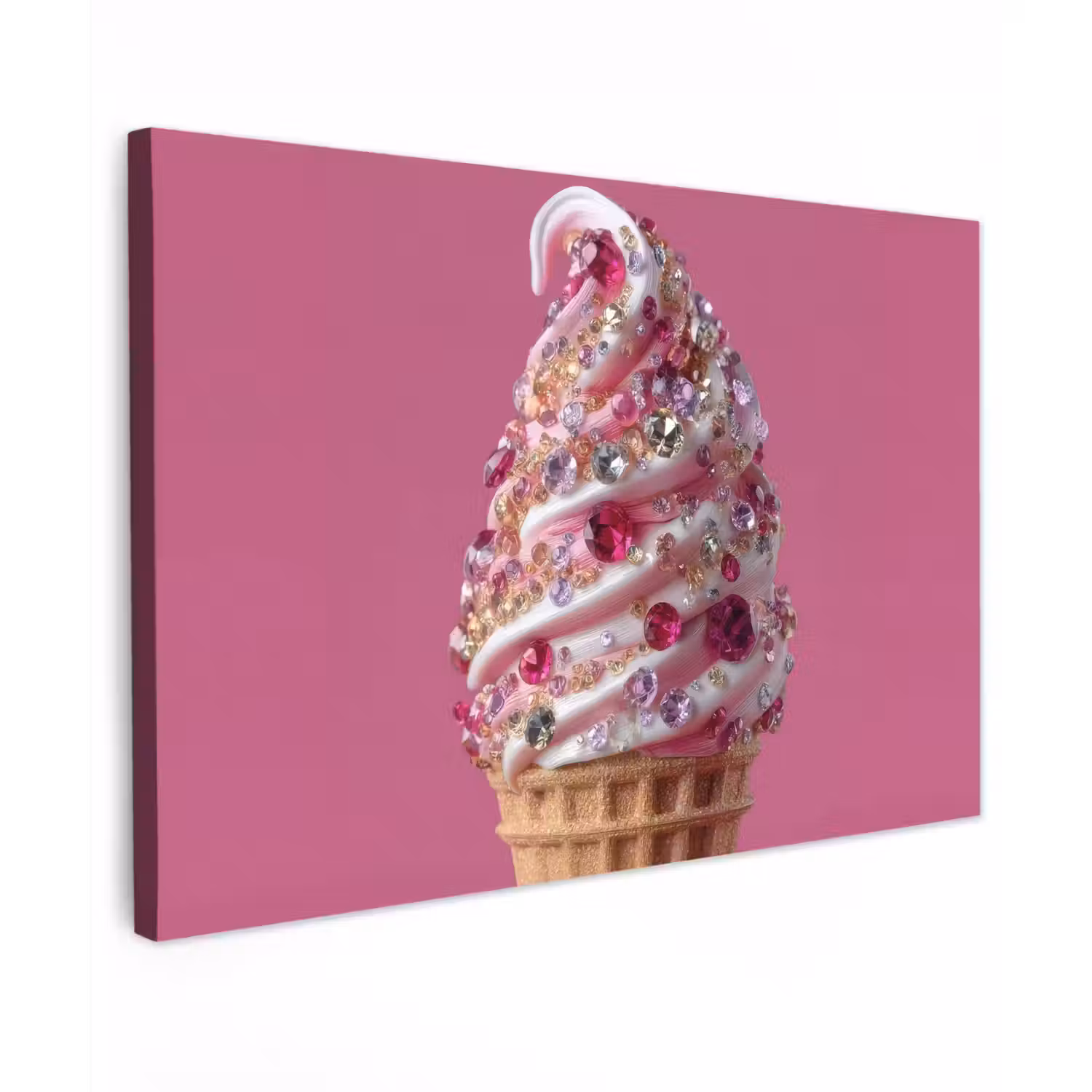 Softijs - Edelstenen - Roze - Hoorntje canvas 2cm klein -z3d