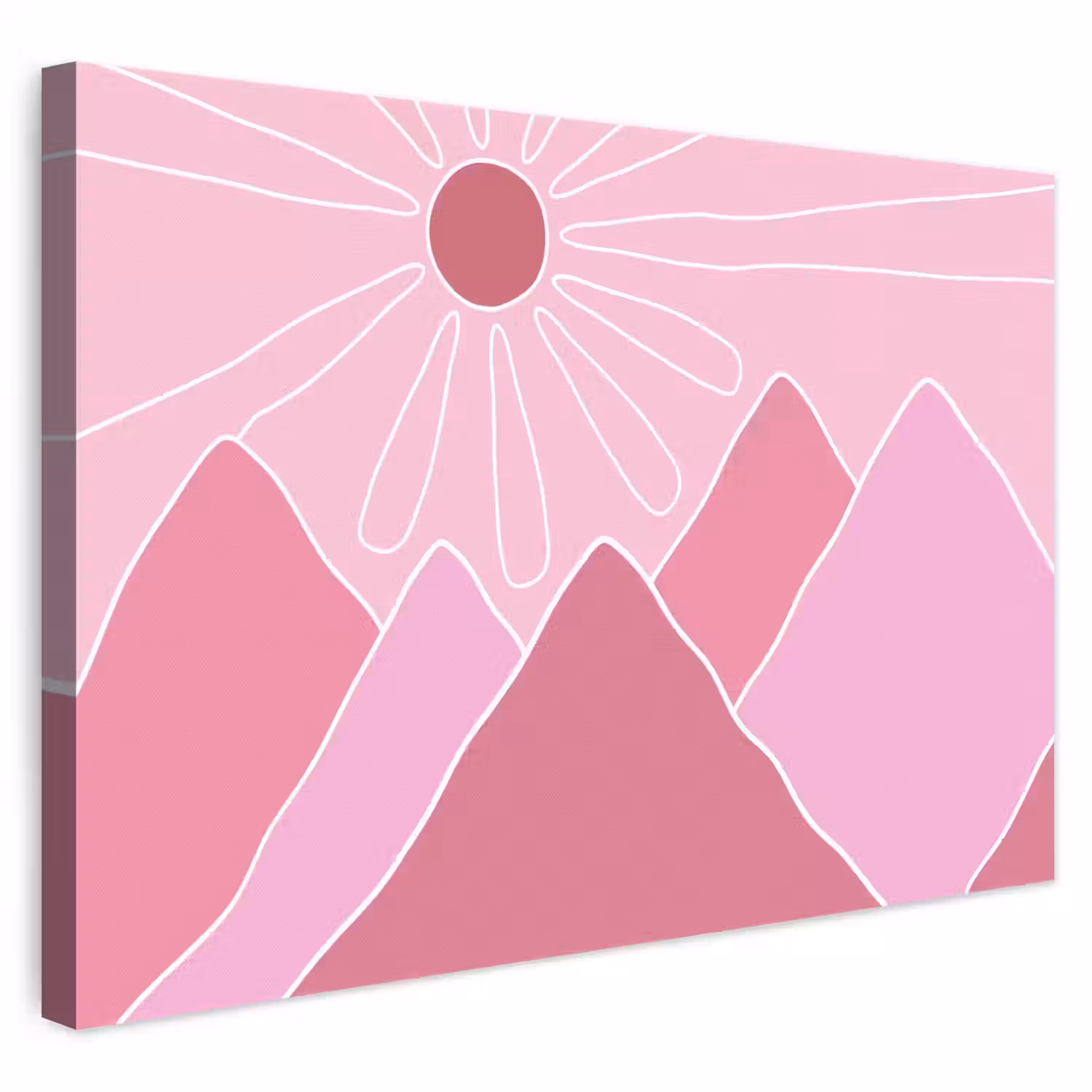 Zon - Bergen - Natuur - Abstract - Roze canvas 2cm klein -3d