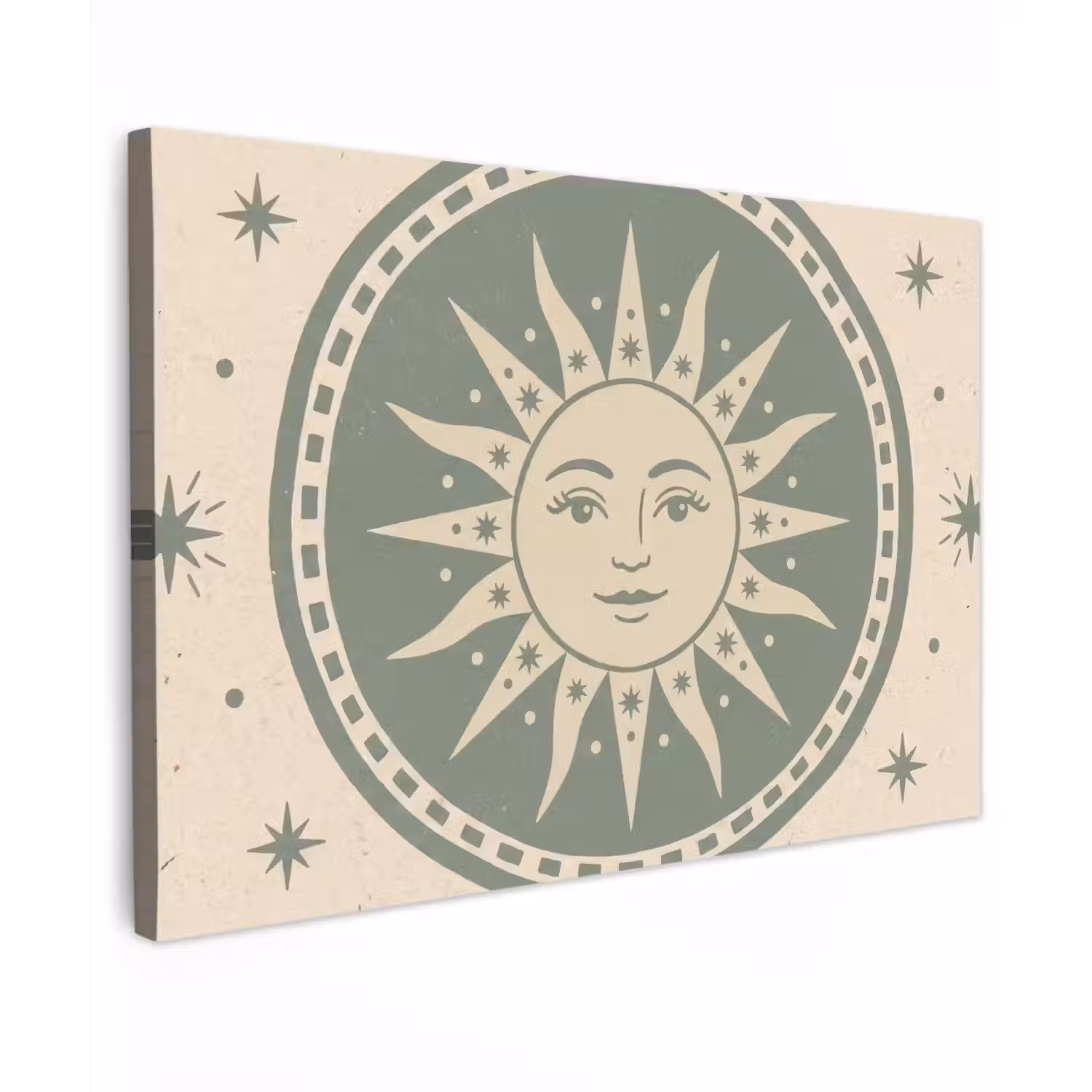 Zon - Sterren - Astrologie - Vintage - Groen canvas 2cm klein -z3d
