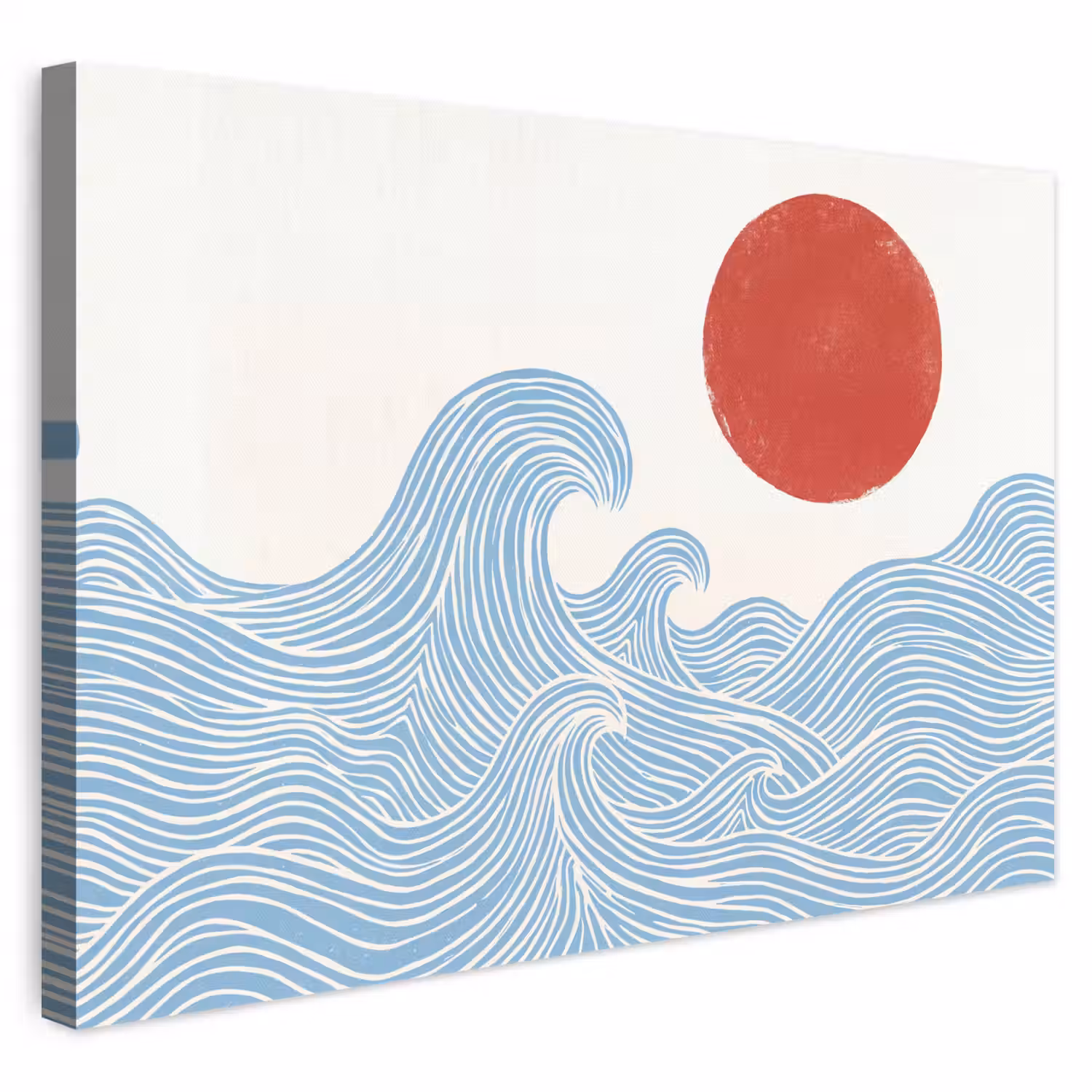 Zon - Golven - Oceaan - Abstract - Rood canvas 2cm klein -3d