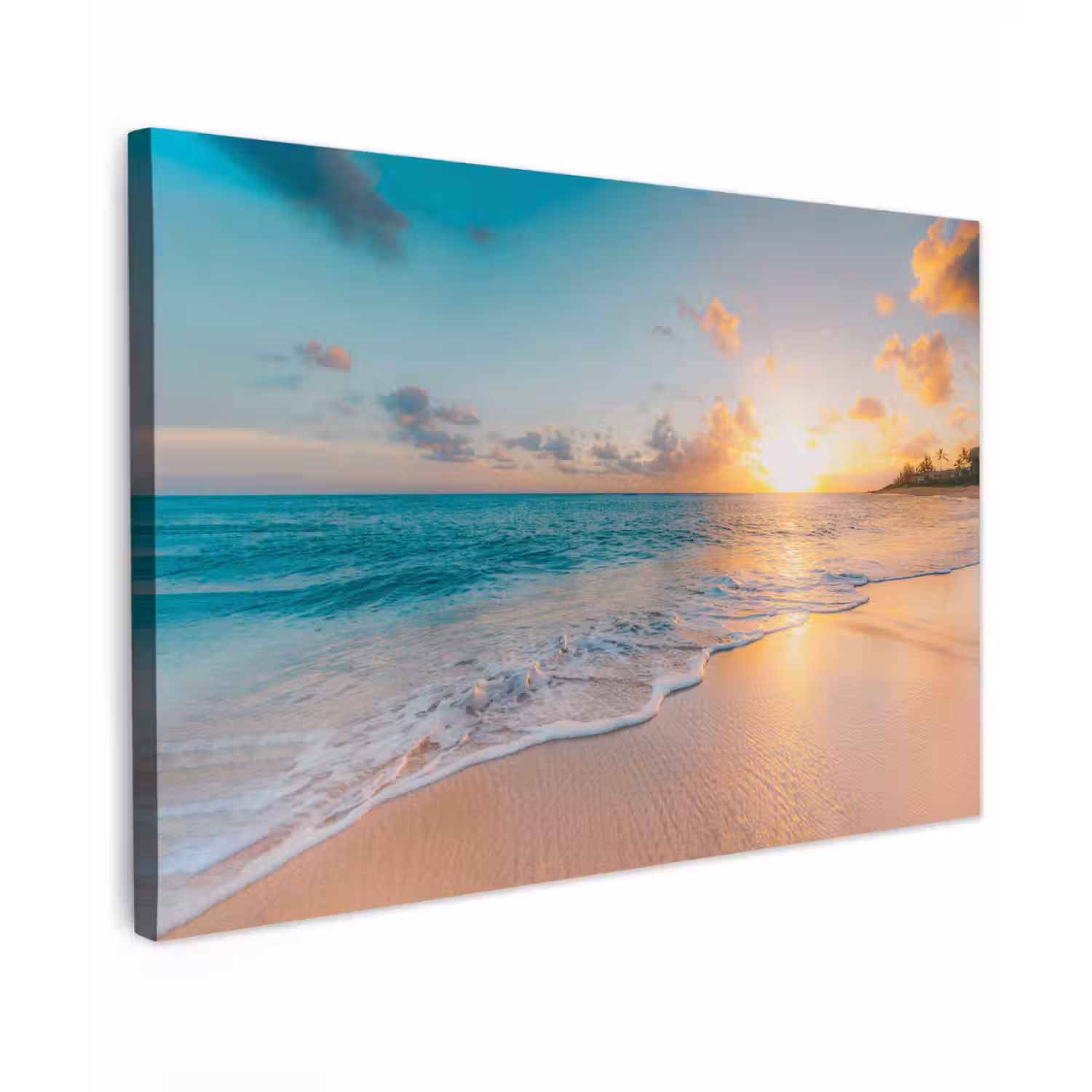 Zonsondergang - Strand - Zee - Zomer - Blauw canvas 2cm klein -z3d
