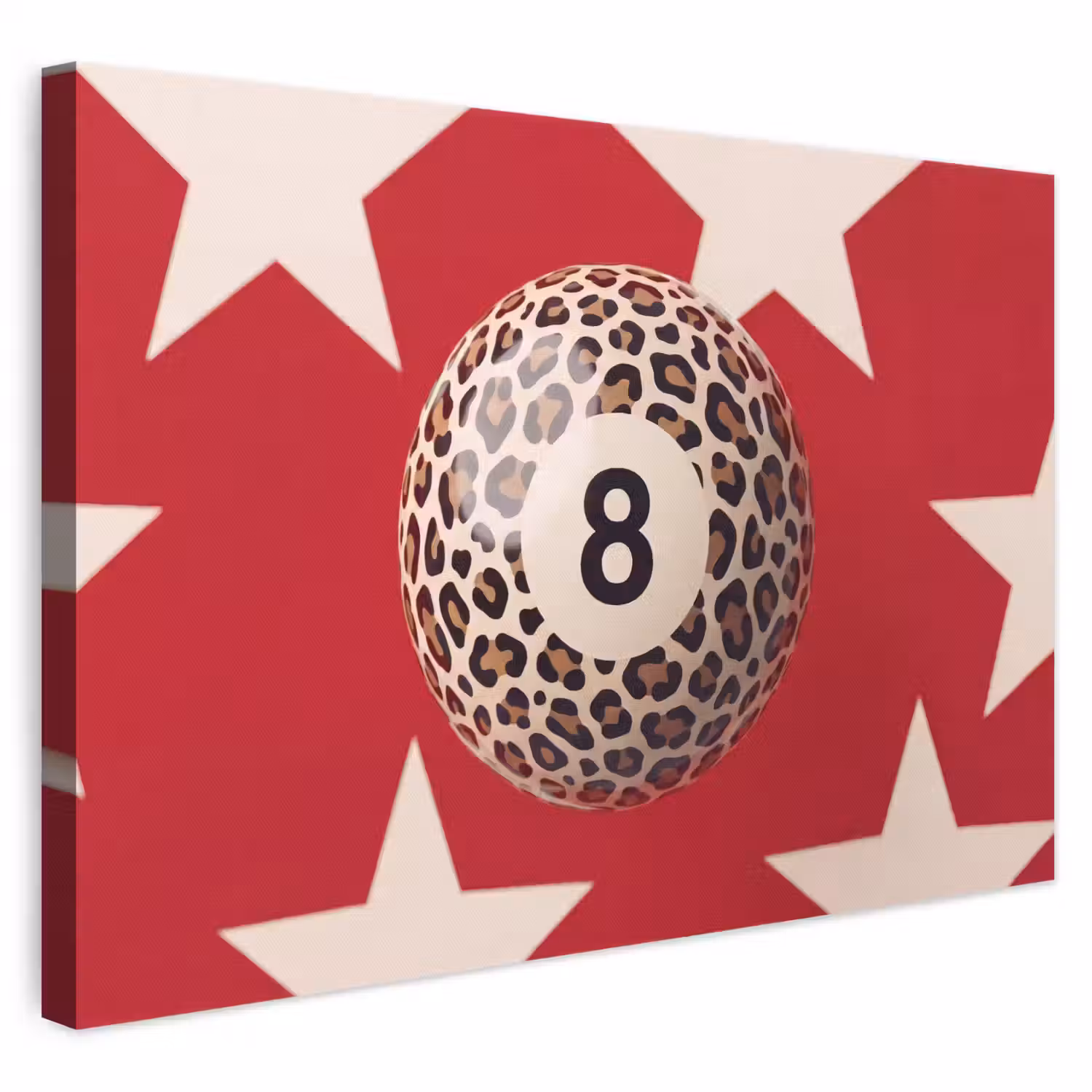 Spel - Dierenprint - Nummer 8 - Modern - Rood canvas 2cm klein -3d