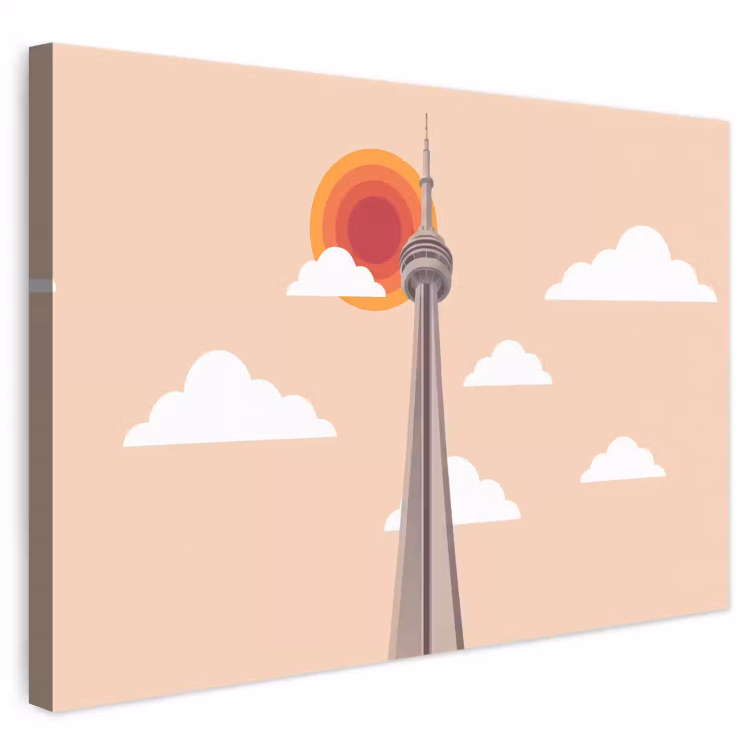 Stad - Gebouw - Architectuur - Retro - Oranje canvas 2cm klein -3d