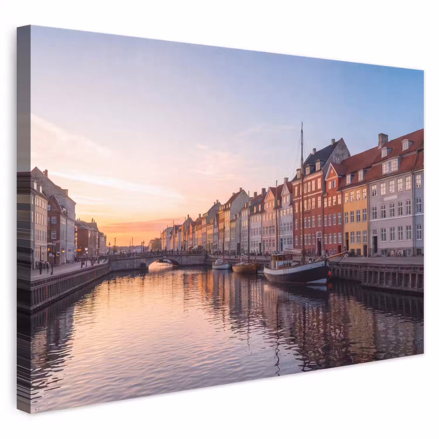 Stad - Gracht - Zonsondergang - Klassiek - Kleurrijk canvas 2cm klein -3d