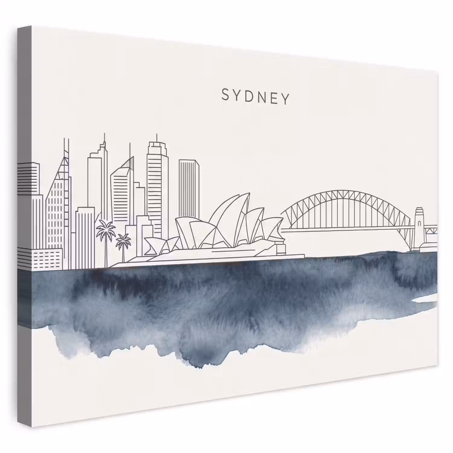 Stad - Skyline - Architectuur - Minimalistisch - Blauw canvas 2cm klein -3d
