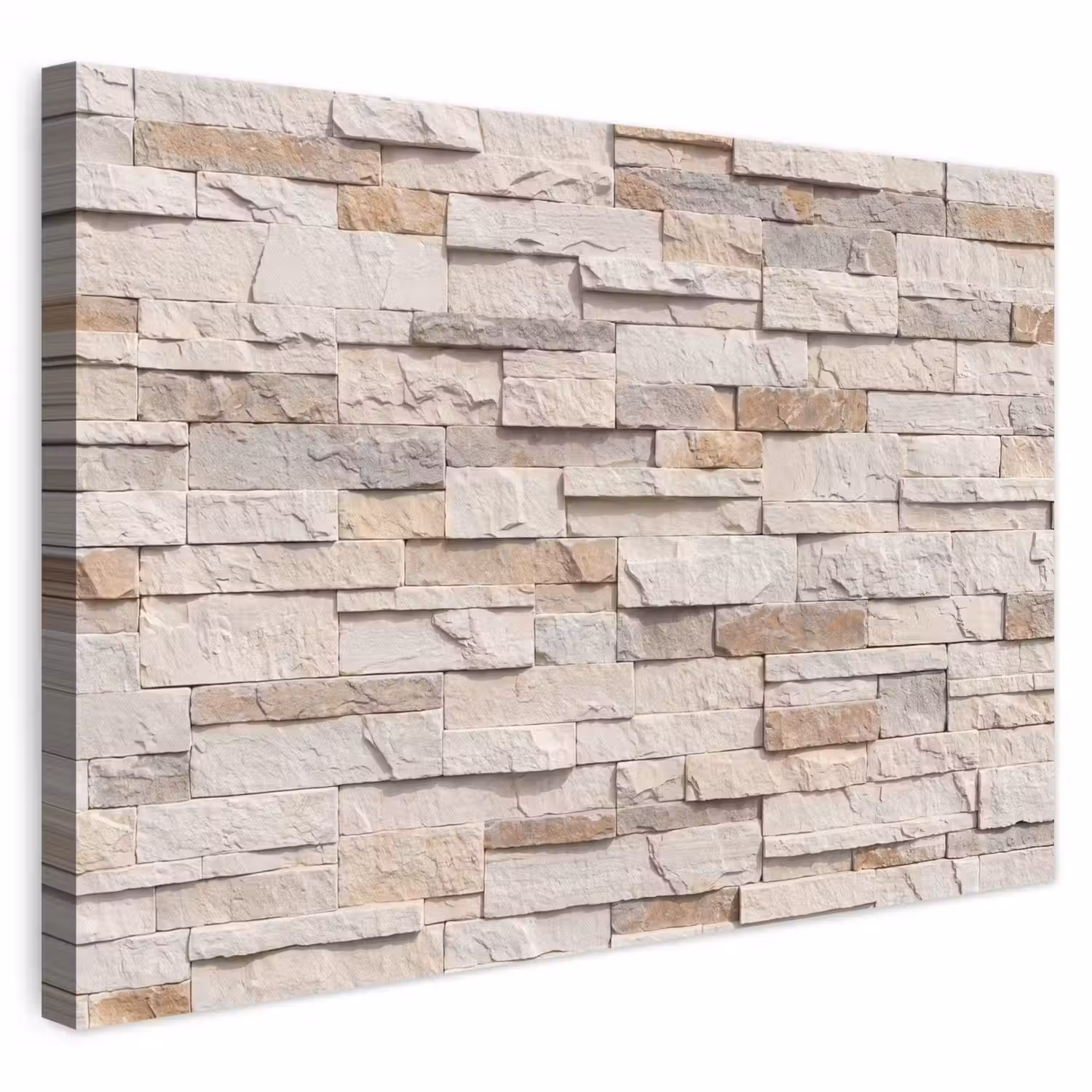Steen - Muur - Textuur - Rustiek - Beige canvas 2cm klein -3d