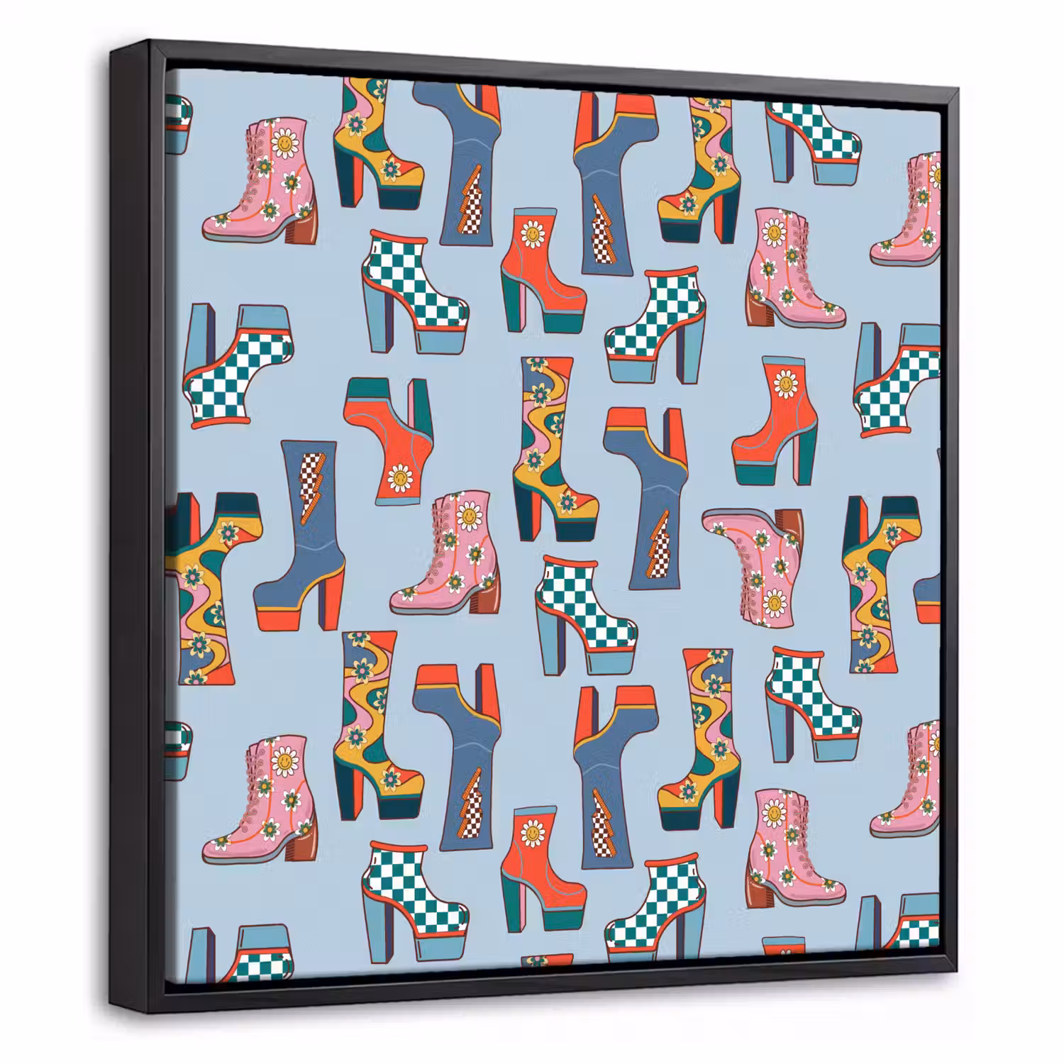Laarzen - Patroon - Disco Canvas met baklijst klein 1124 -threedimensional_3d_global