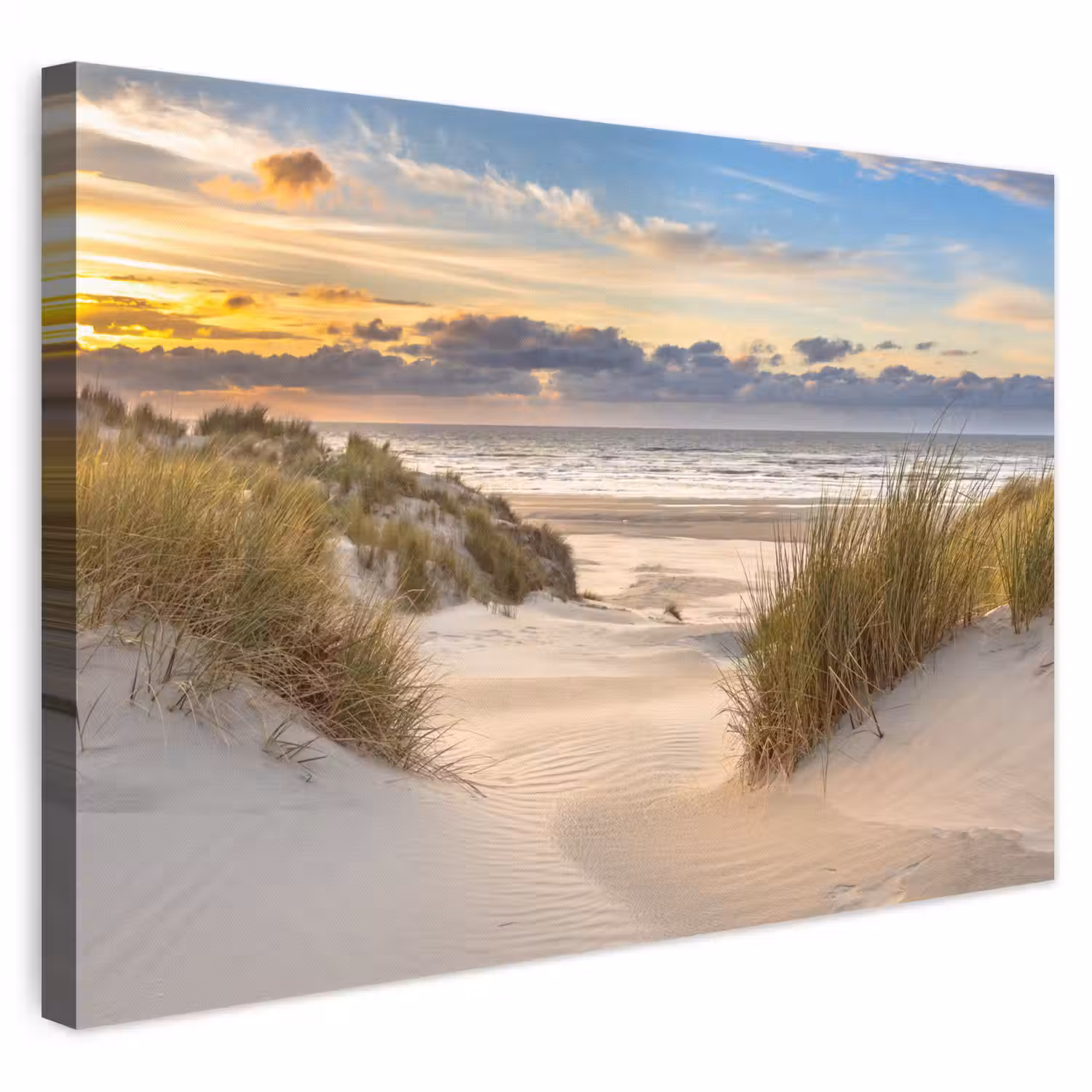 Strand - Duin - Gras - Zonsondergang - Zee canvas 2cm klein -3d