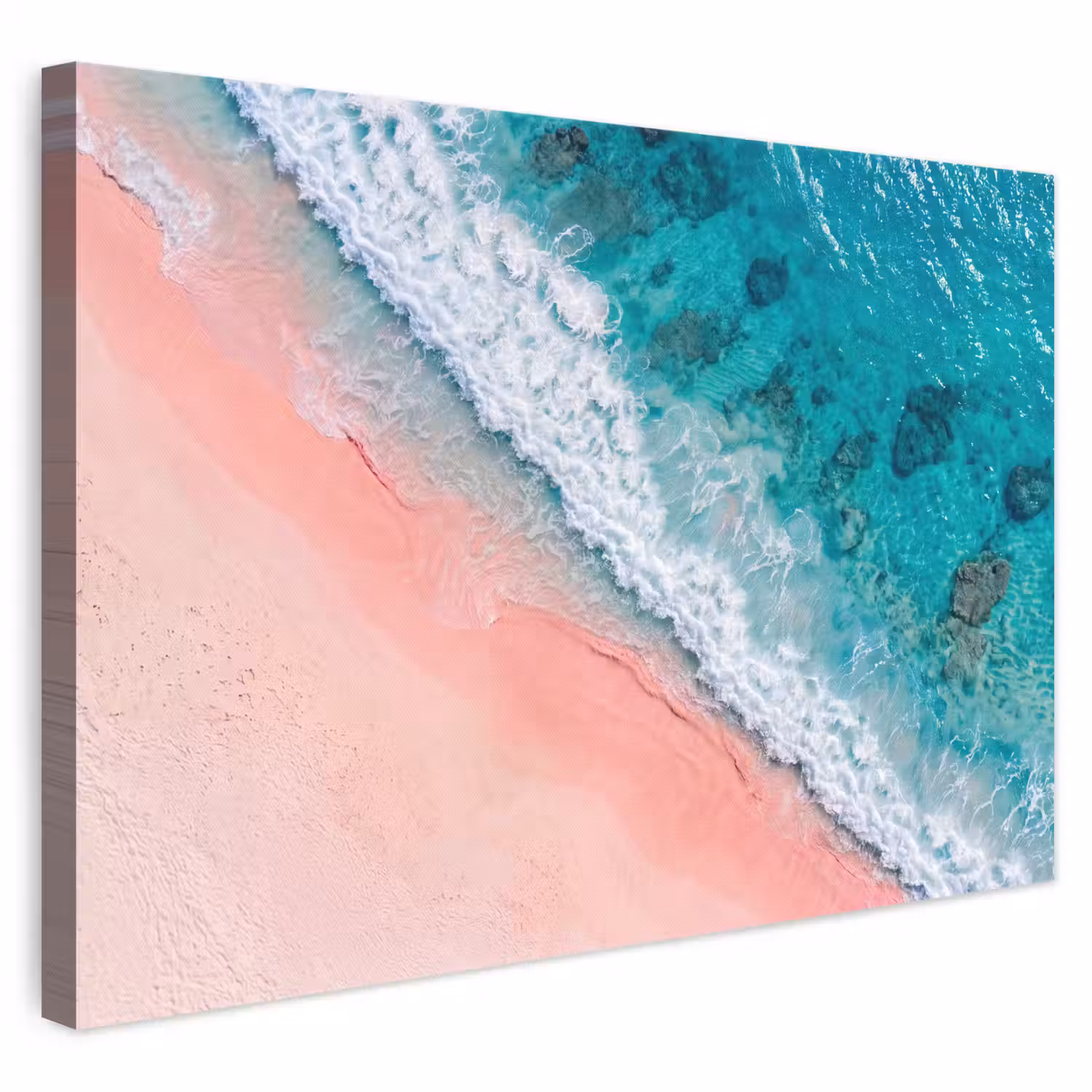 Strand - Oceaan - Golven - Roze Zand - Natuur canvas 2cm klein -3d