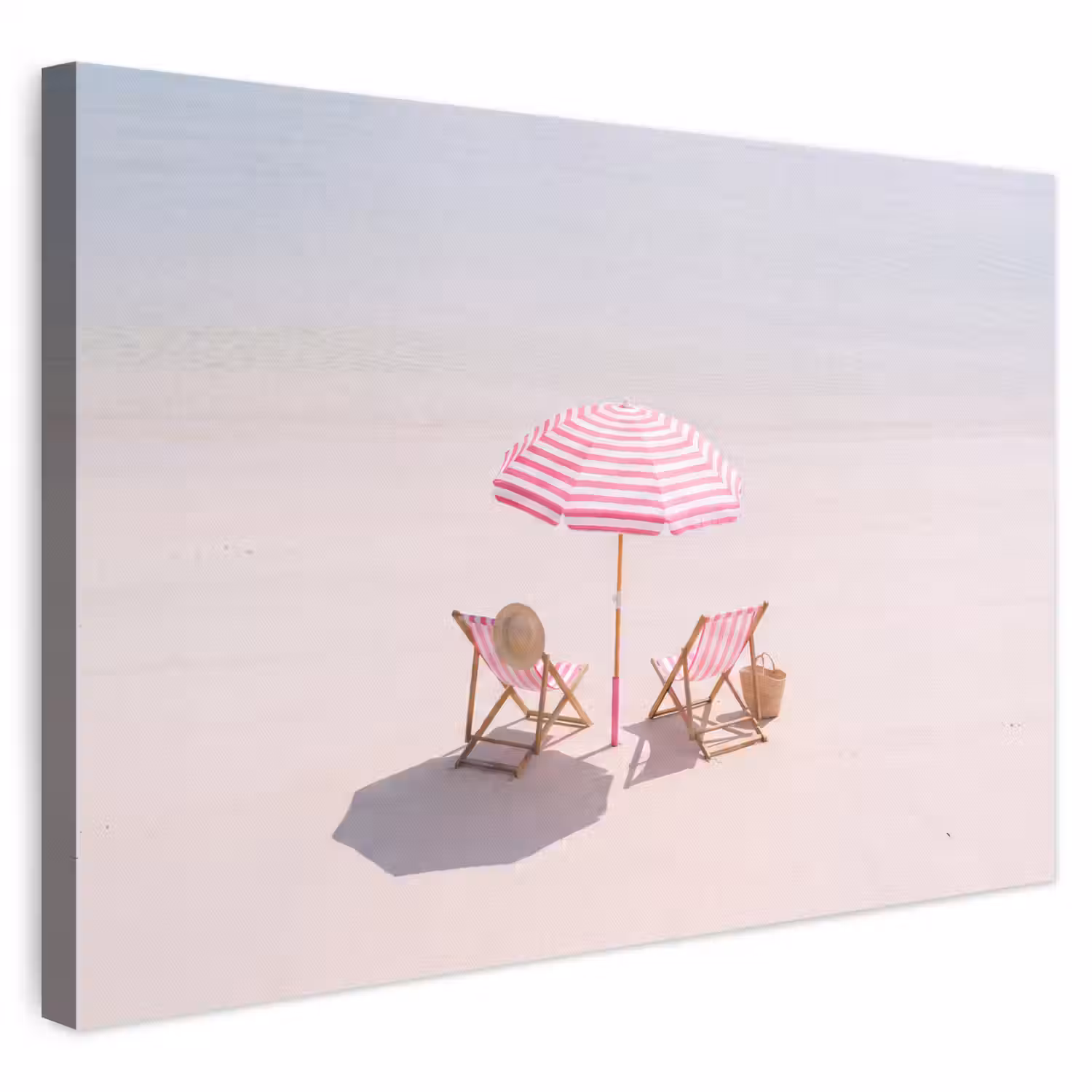Strand - Parasol - Ligstoel - Zomer - Roze canvas 2cm klein -3d