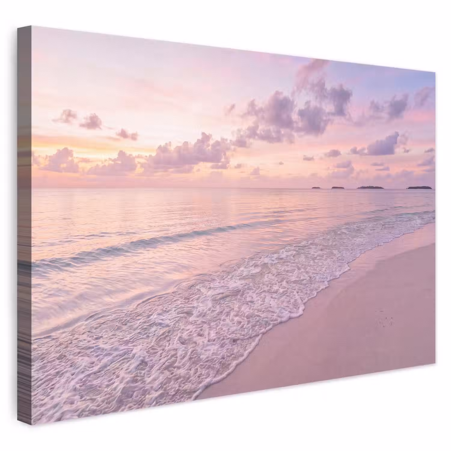 Strand - Zonsondergang - Natuur - Minimalistisch - Roze canvas 2cm klein -3d