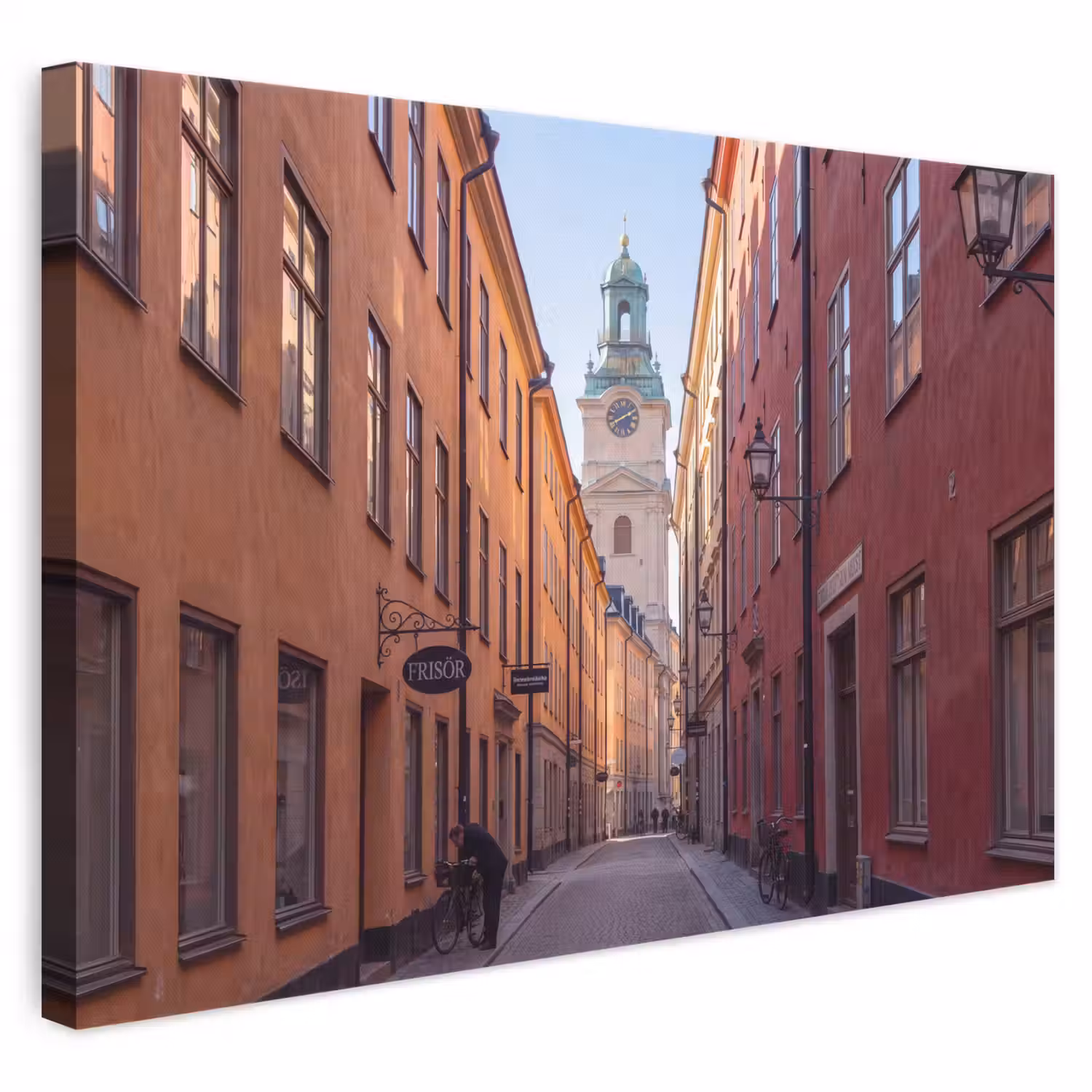 Straat - Klokkentoren - Stad - Architectuur - Historisch canvas 2cm klein -3d