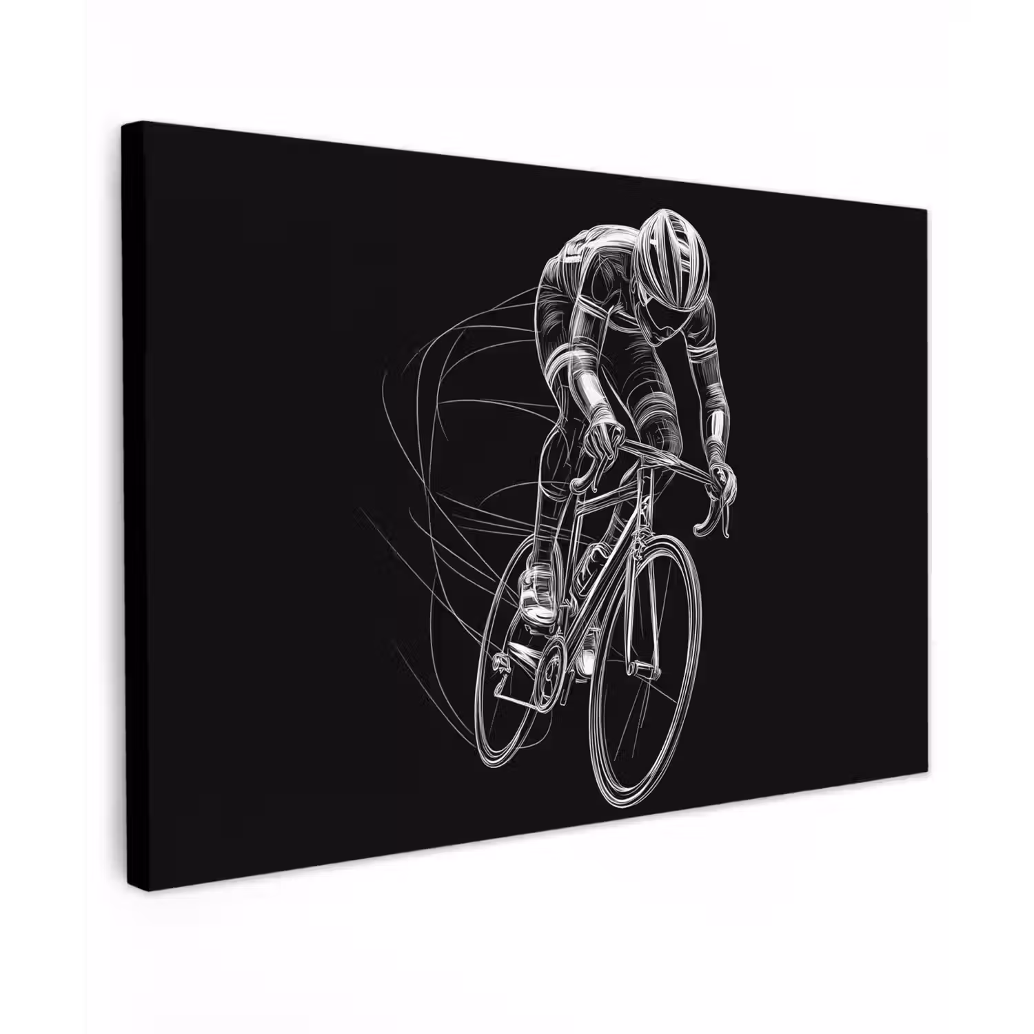 Lijntekening - Wit - Wielrennen - Snelheid canvas 2cm klein -z3d