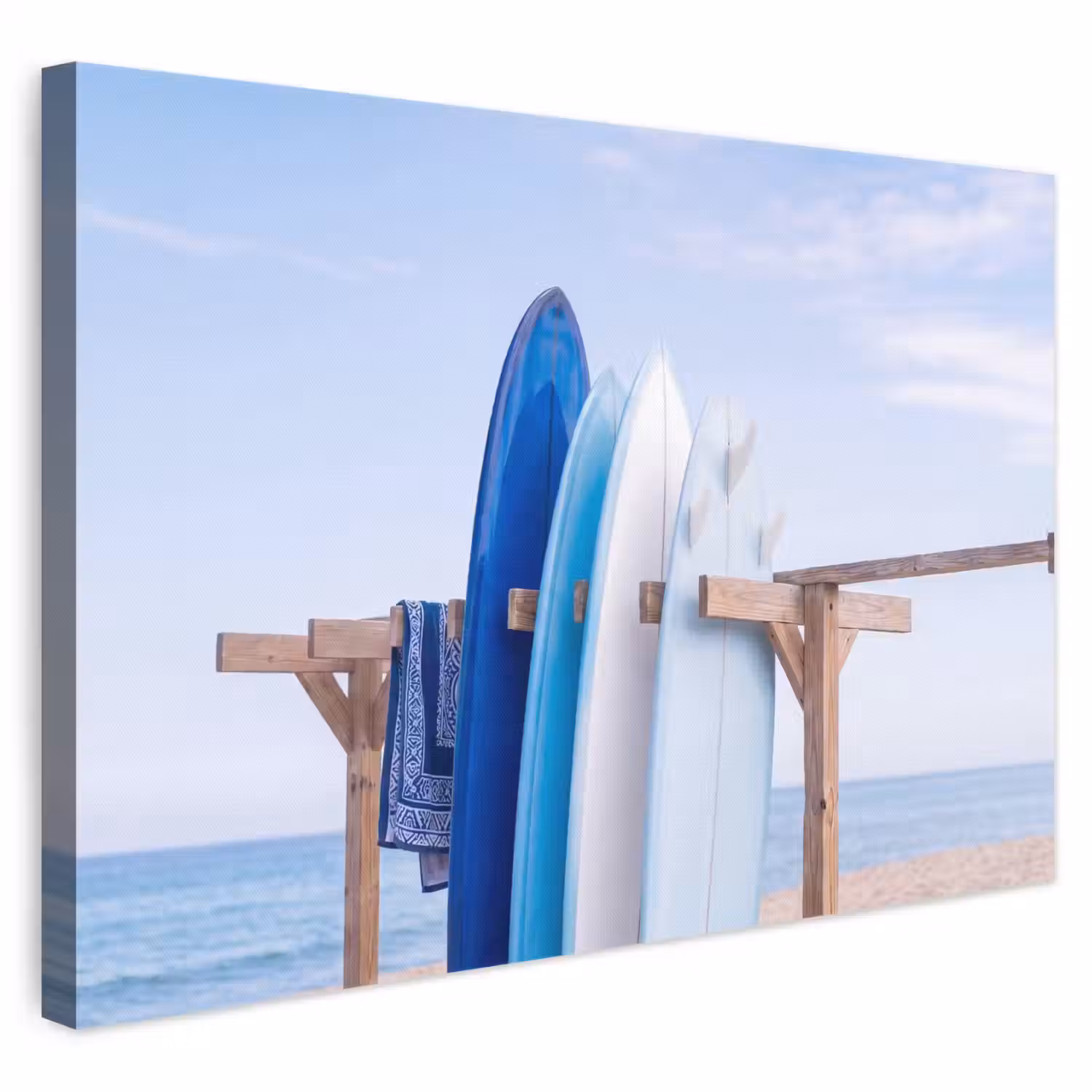 Surfplank - Strand - Zomer - Blauw - Water canvas 2cm klein -3d