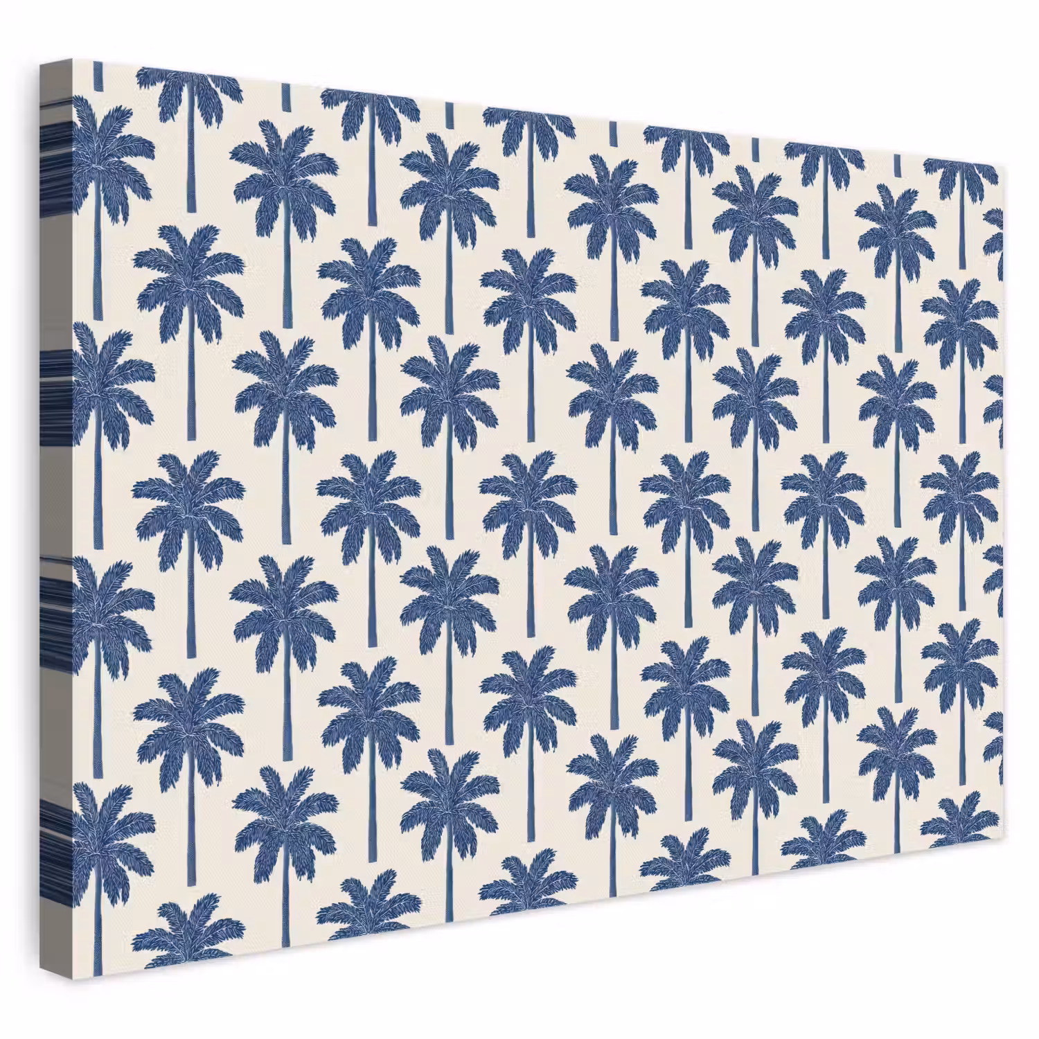 Symmetrisch - Palm - Blauw canvas 2cm klein 34 -3d