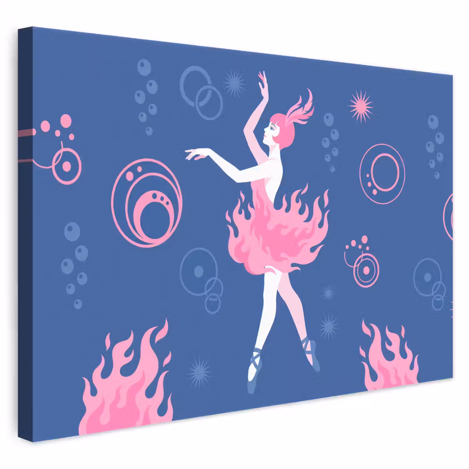 Danseres - Vlammenrok - Abstract - Roze - Blauw canvas 2cm klein -3d