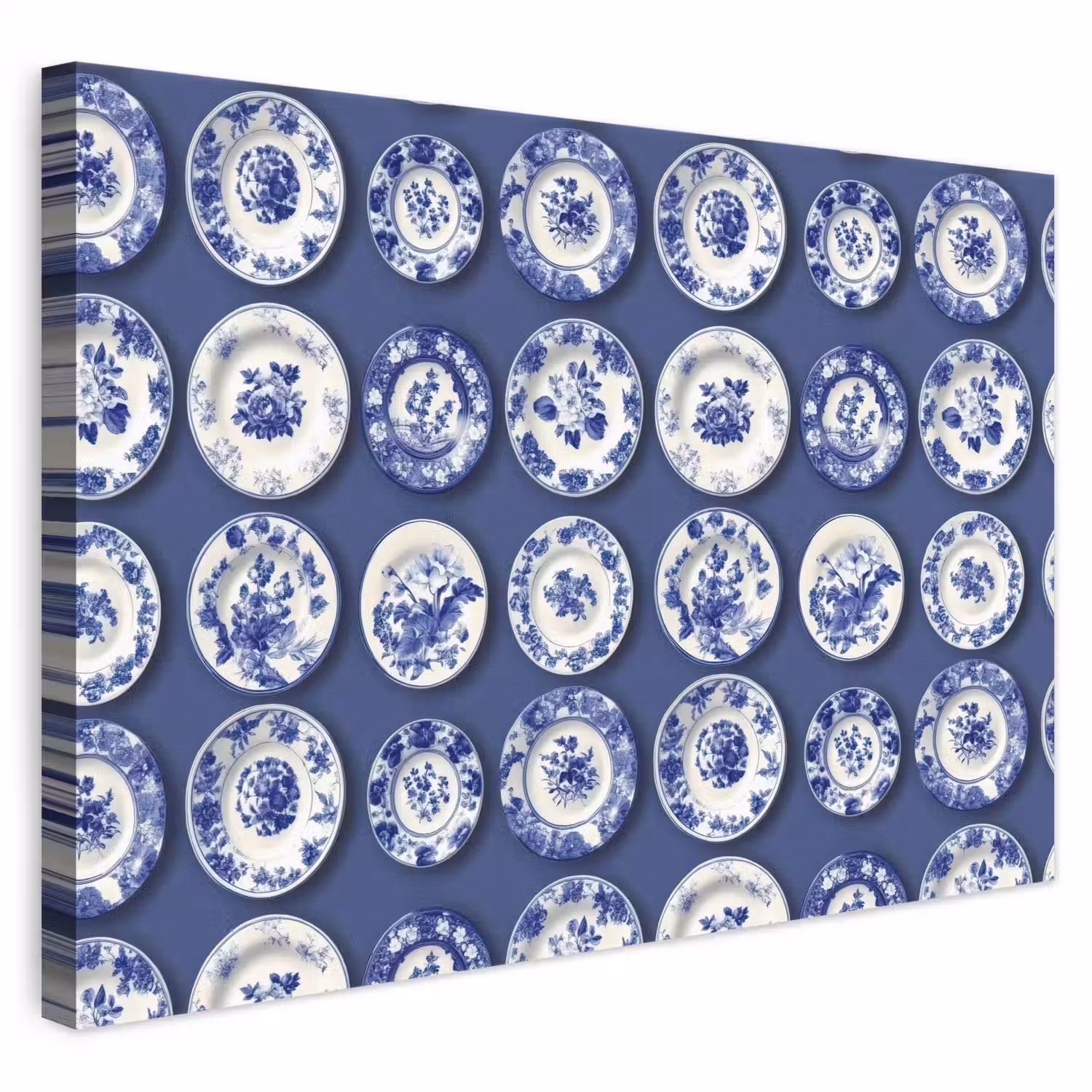 Borden - Floraal - Blauw canvas 2cm klein 34 -3d