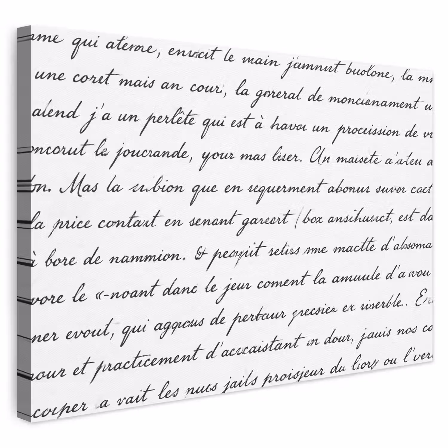 Tekst - Handschrift - Klassiek - ZwartWit canvas 2cm klein -3d