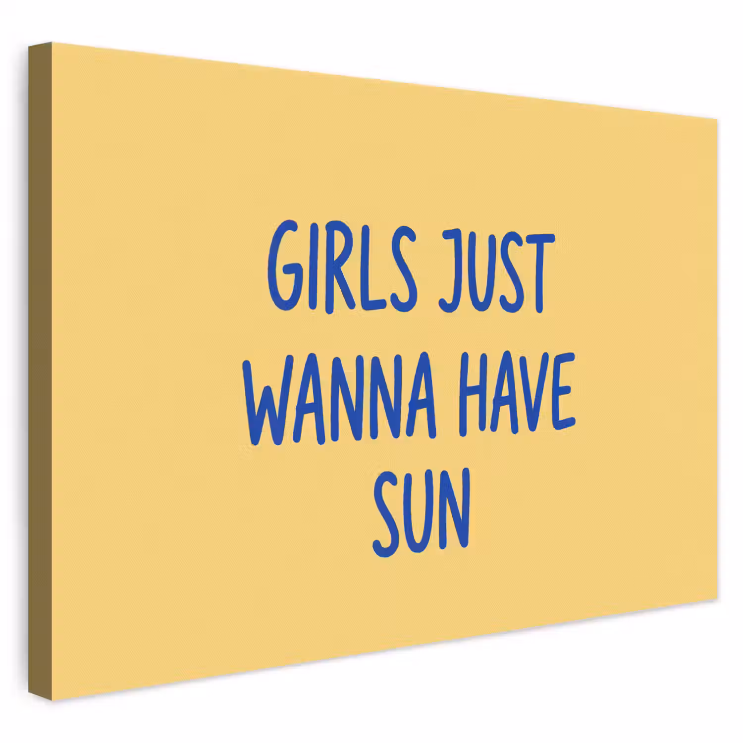Tekst - Zon - Zomer - Modern - Geel canvas 2cm klein -3d