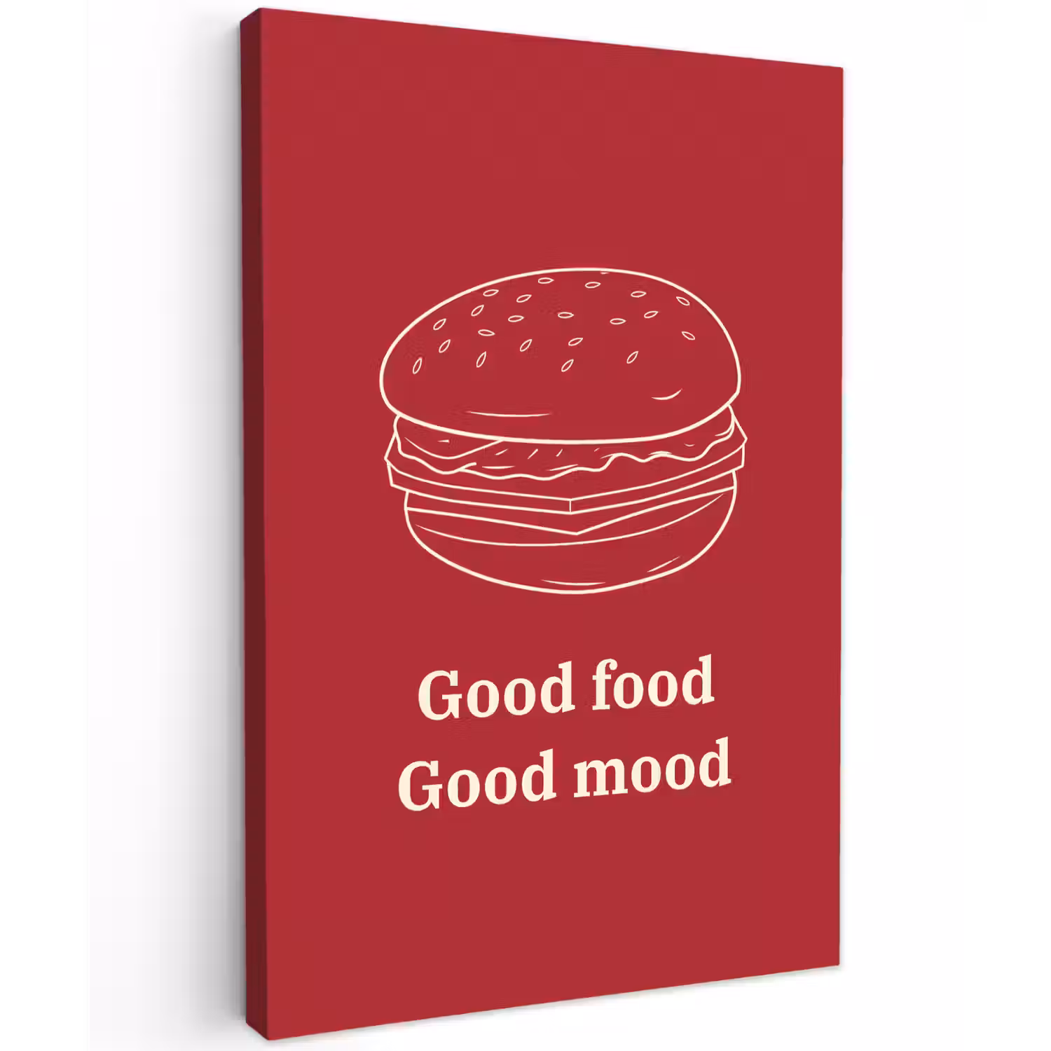 Dieprood - Lijntekening - Tekst - Hamburger canvas 2cm klein -z3d