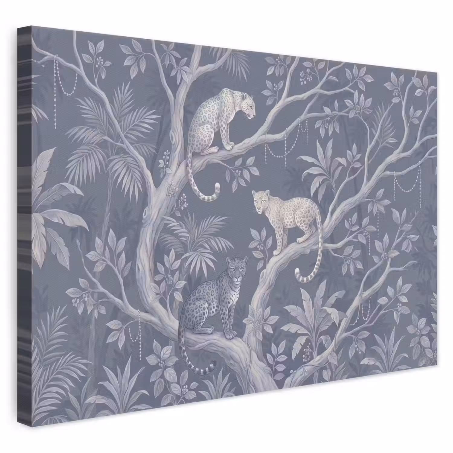 Dieren - Jungle - Illustratie - Bomen - Blauw canvas 2cm klein -3d