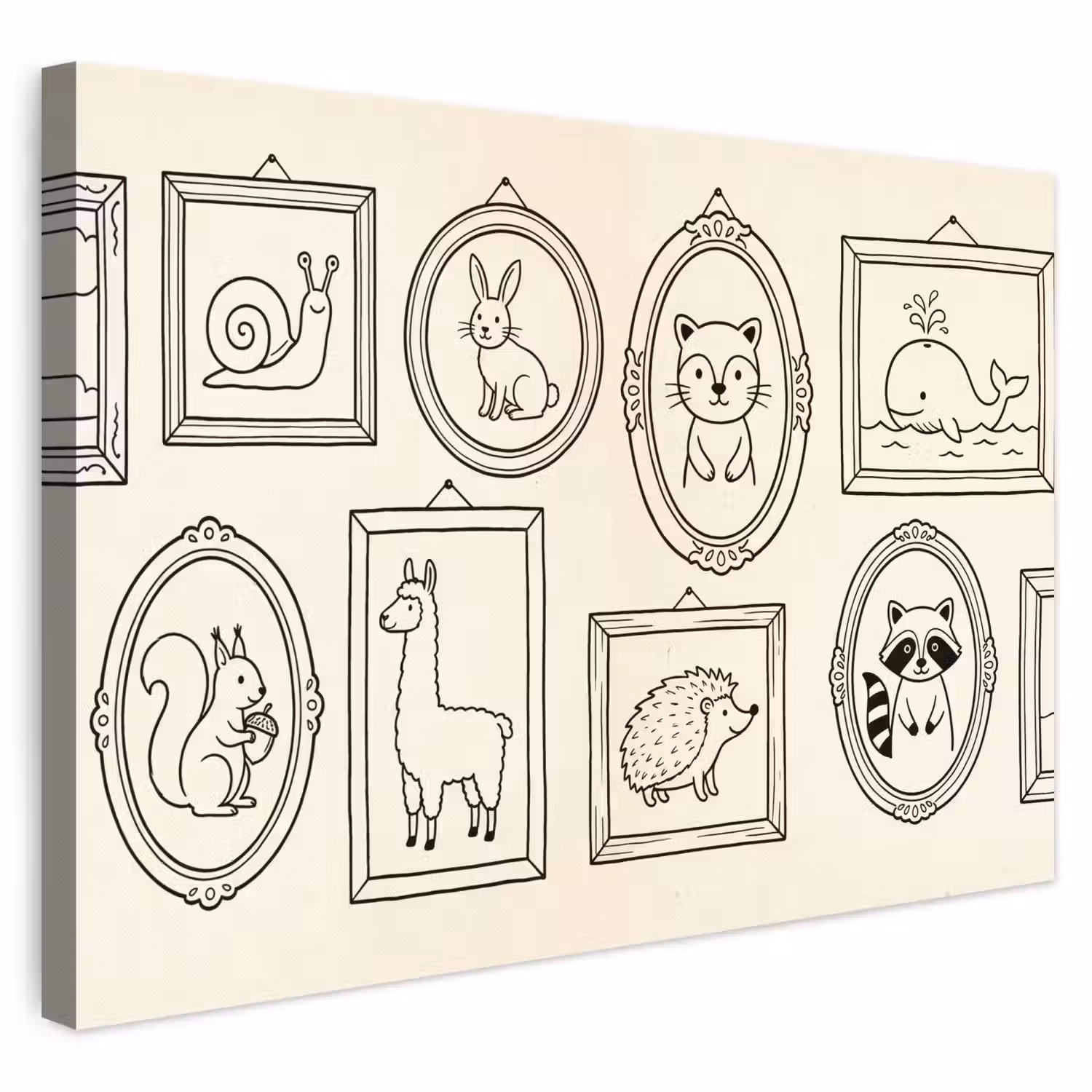 Dieren - Illustratie - Lijsten - Galerij - Speels canvas 2cm klein -3d
