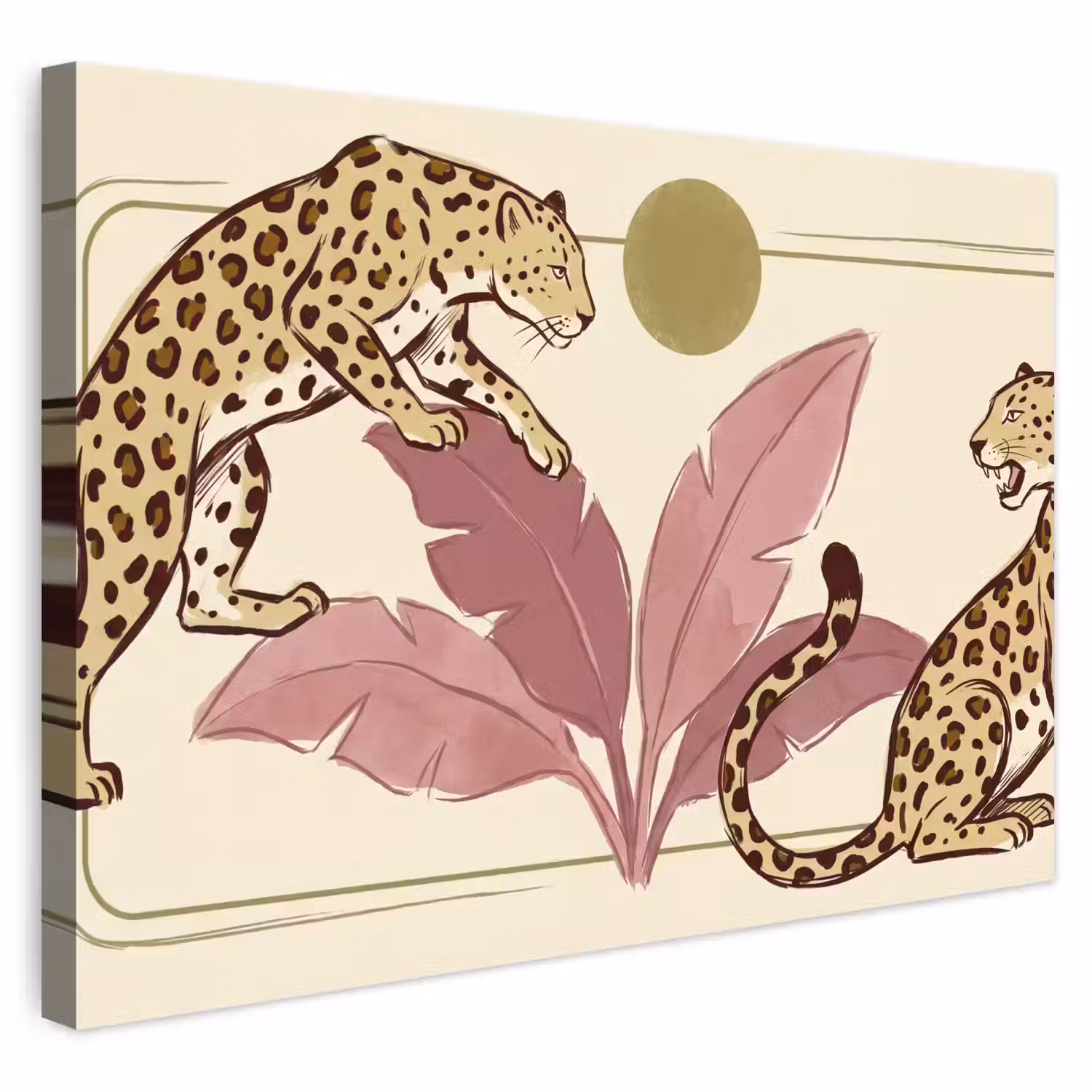 Dieren - Kat - Jungle - Illustratie - Beige canvas 2cm klein -3d