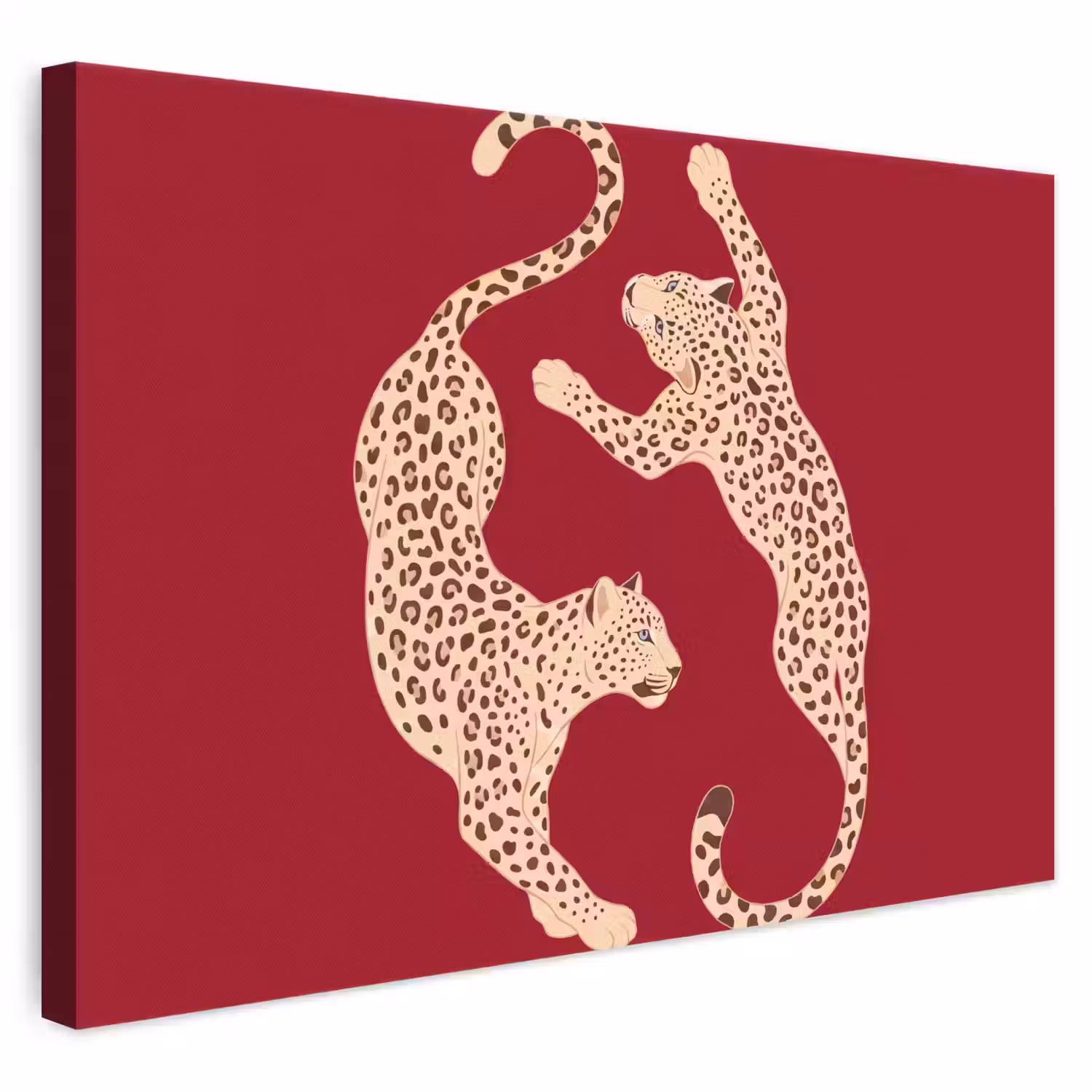Dieren - Luipaard - Abstract - Rood - Modern canvas 2cm klein -3d