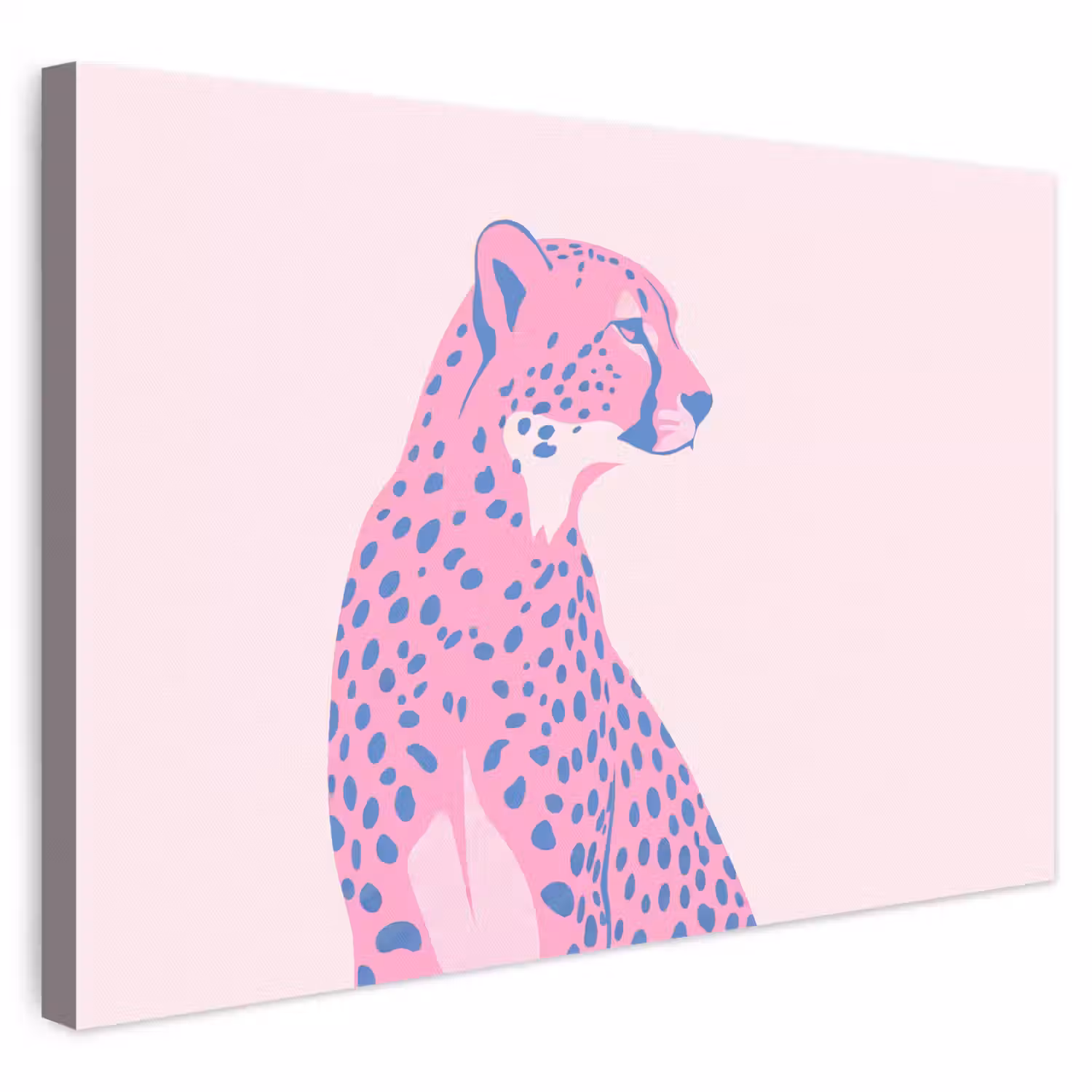 Dieren - Profiel - Abstract - Roze - Blauw canvas 2cm klein -3d