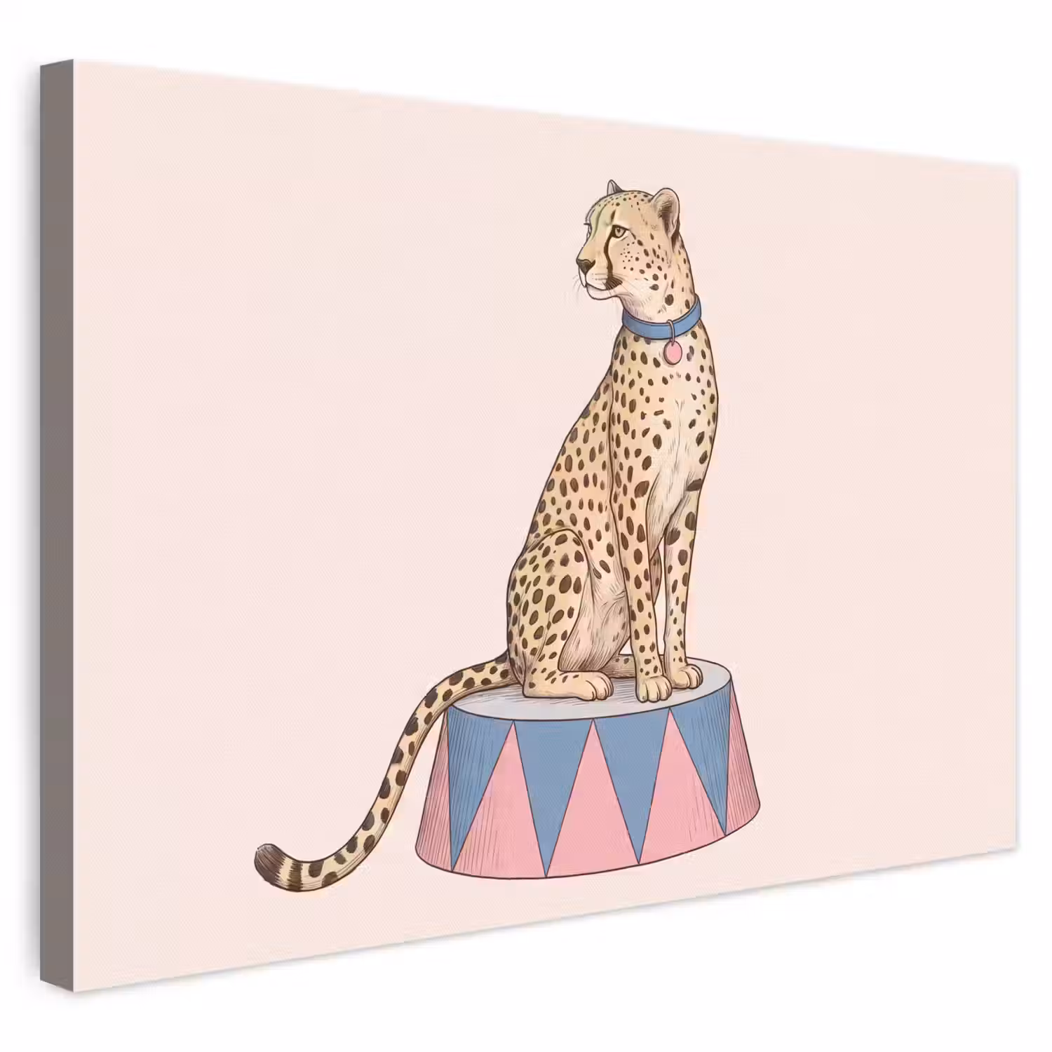 Dieren - Circus - Illustratie - Vintage - Roze canvas 2cm klein -3d