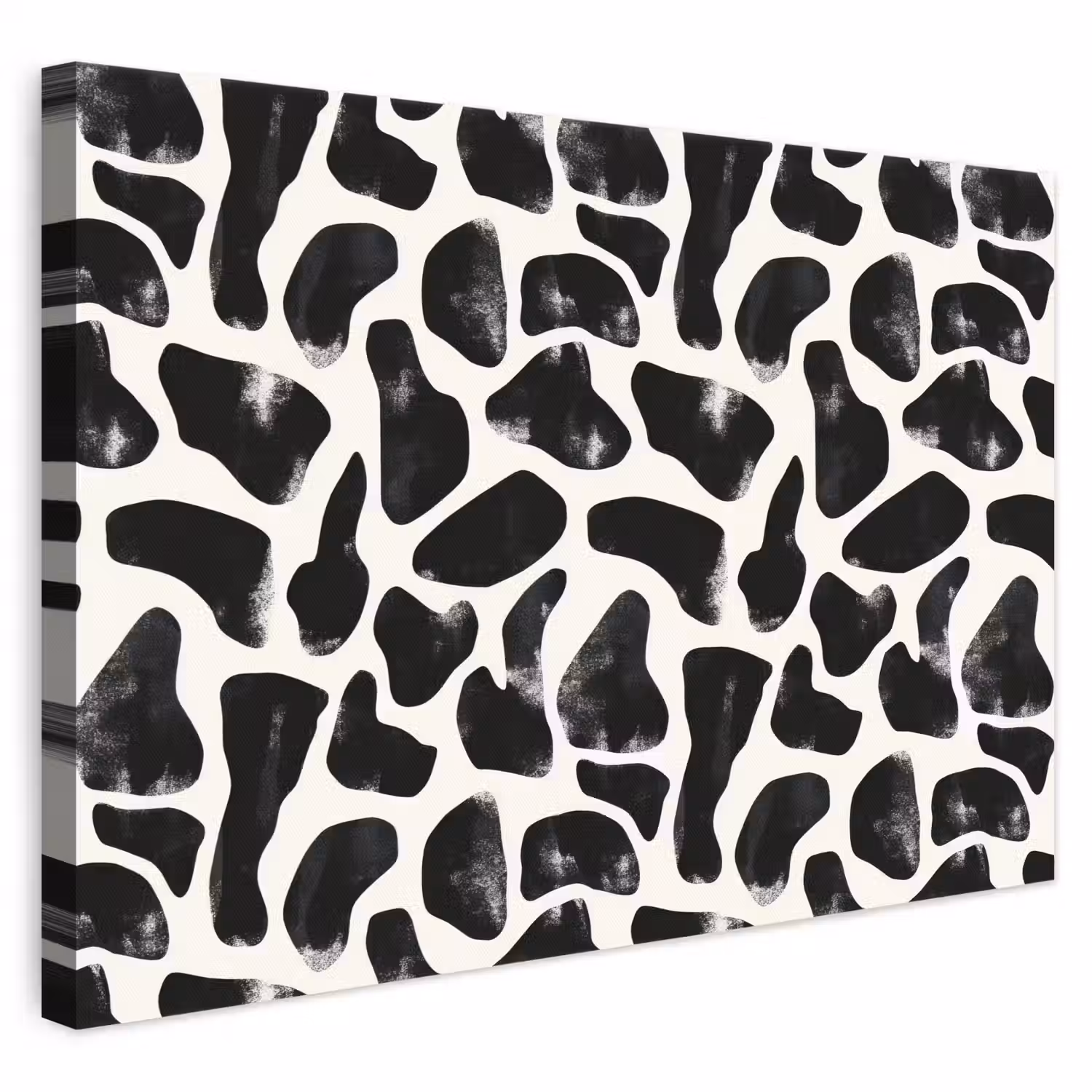 Dierenpatroon - Vlekken - Zwart - Wit canvas 2cm klein 34 -3d