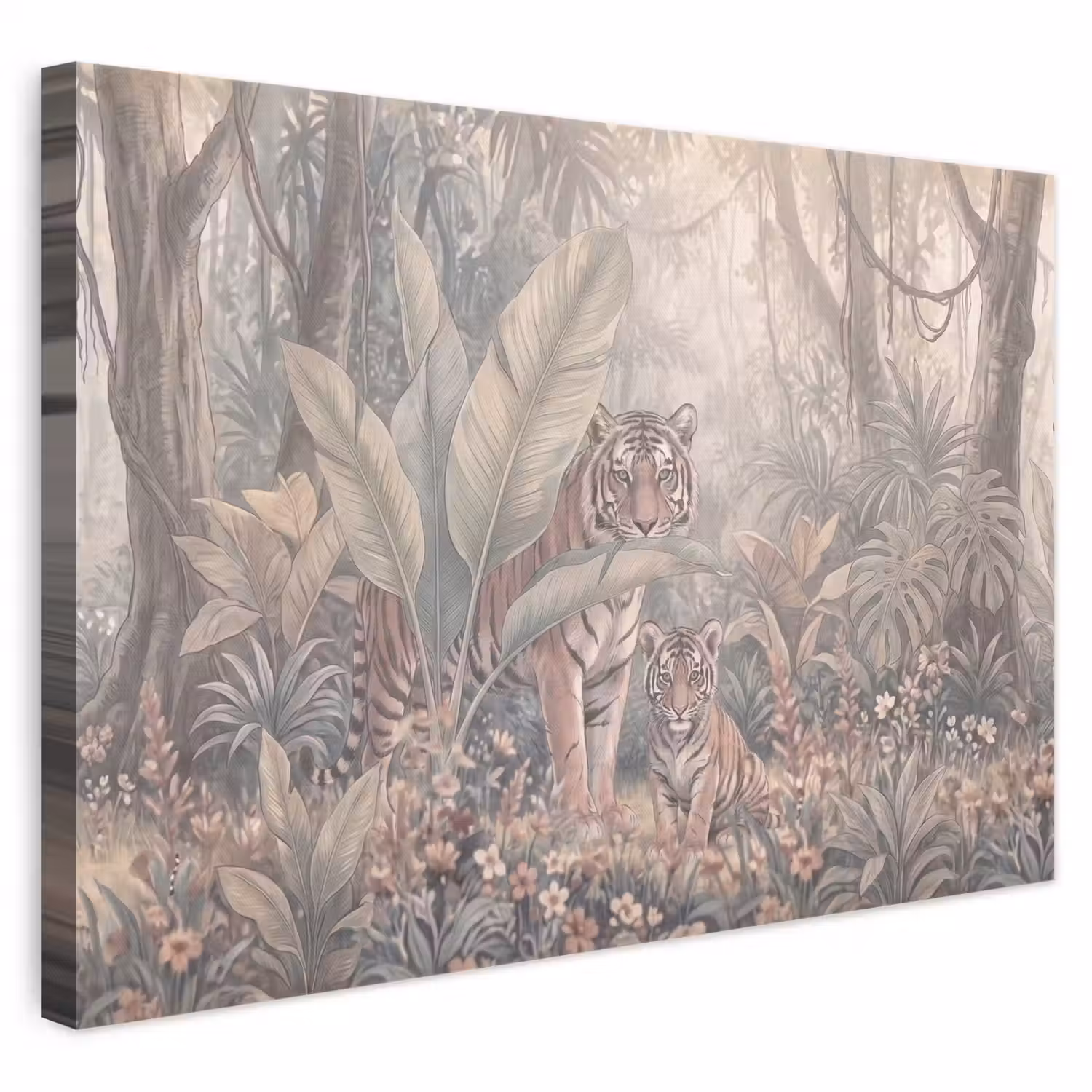 Tijger - Welp - Jungle - Illustratie - Dieren canvas 2cm klein -3d
